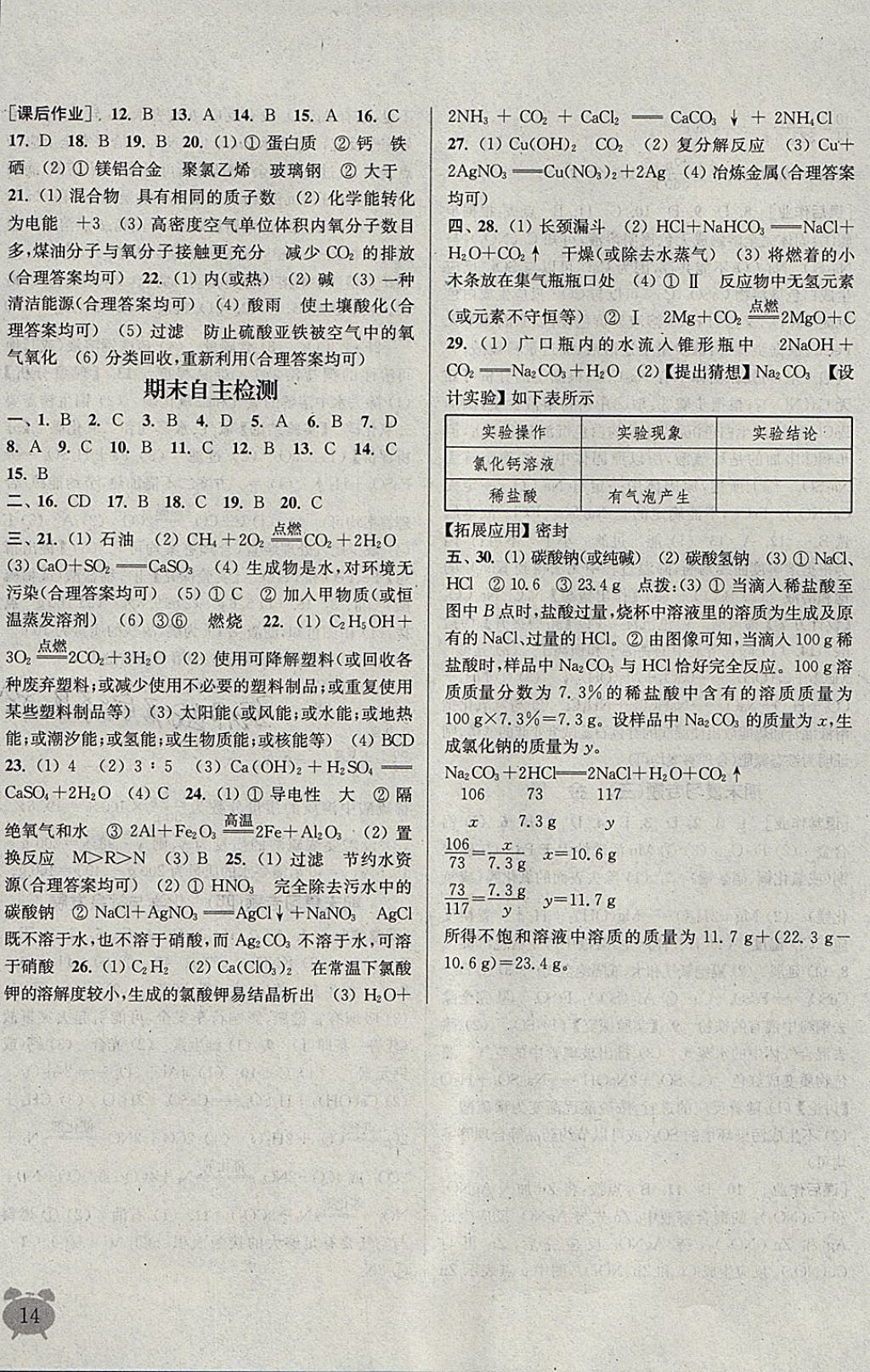 2018年通城學(xué)典課時(shí)作業(yè)本九年級(jí)化學(xué)下冊(cè)魯教版 參考答案第14頁(yè)