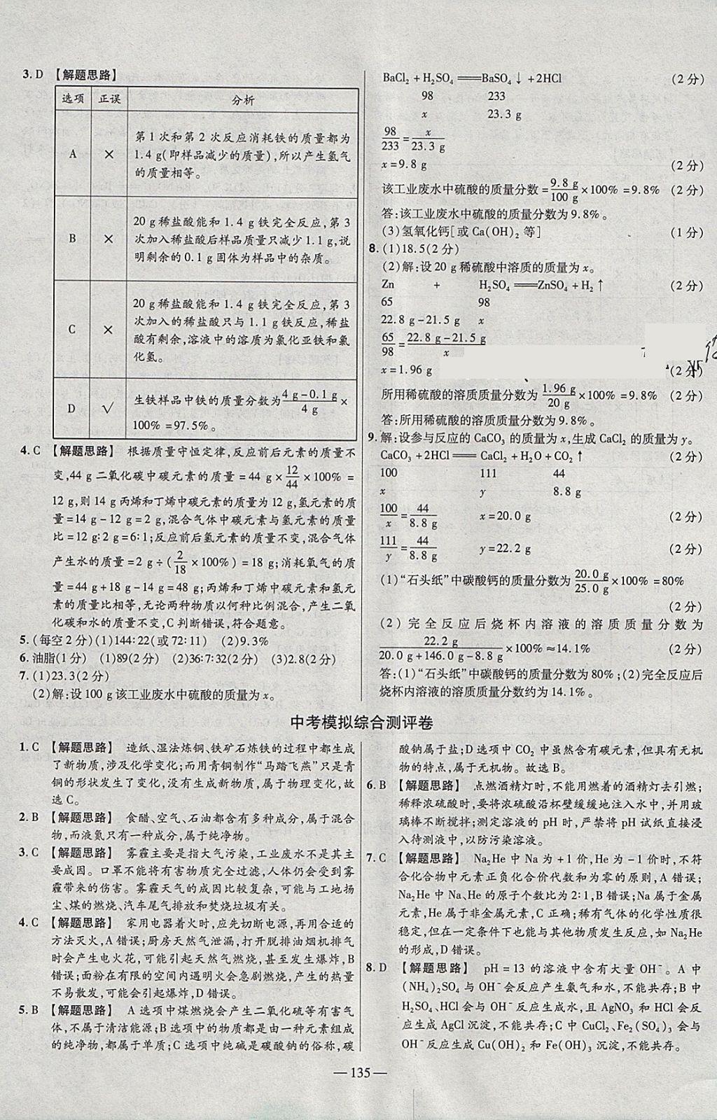 2018年金考卷活頁題選九年級化學下冊人教版 參考答案第27頁