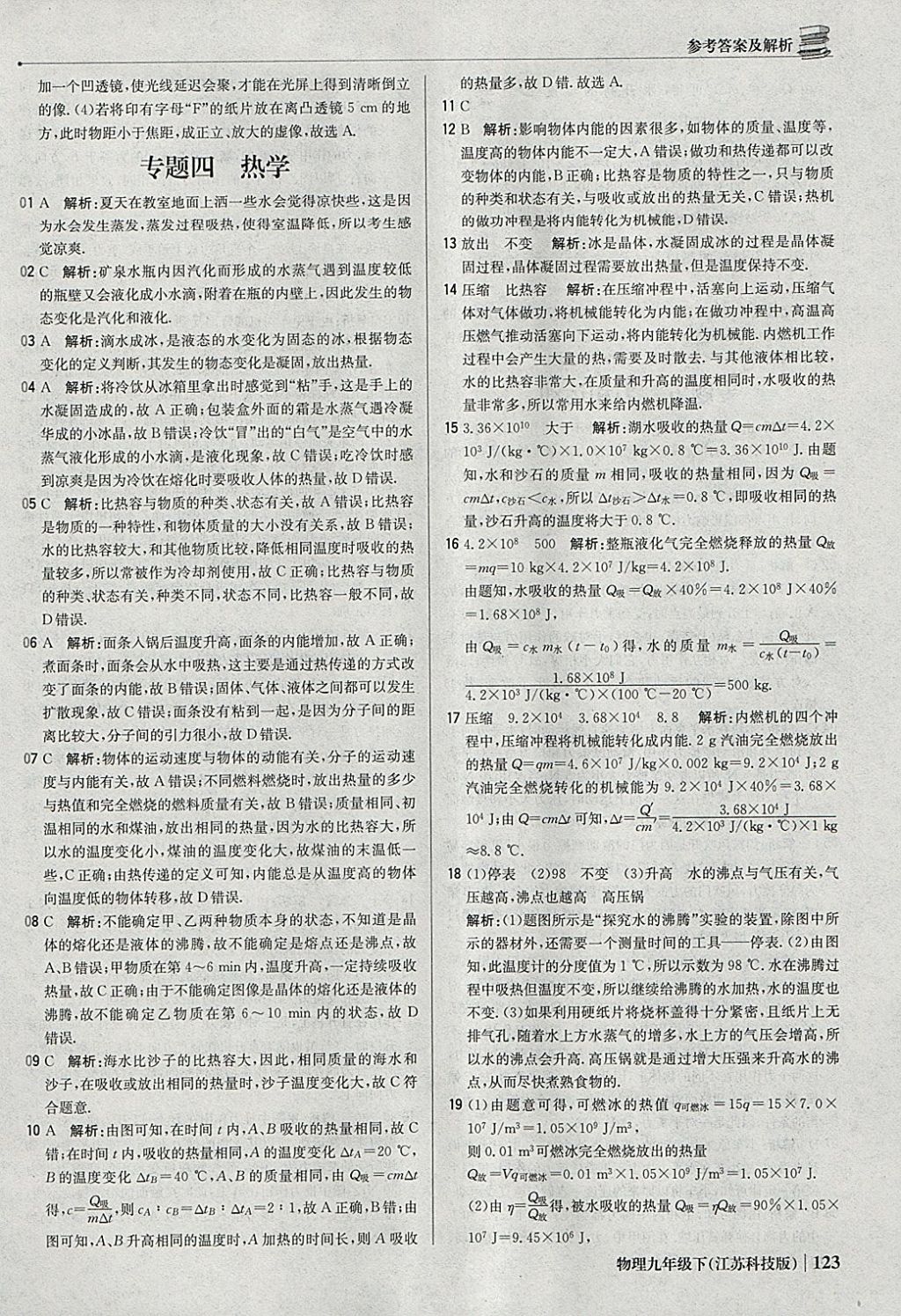 2018年1加1轻巧夺冠优化训练九年级物理下册苏科版银版 参考答案第28页