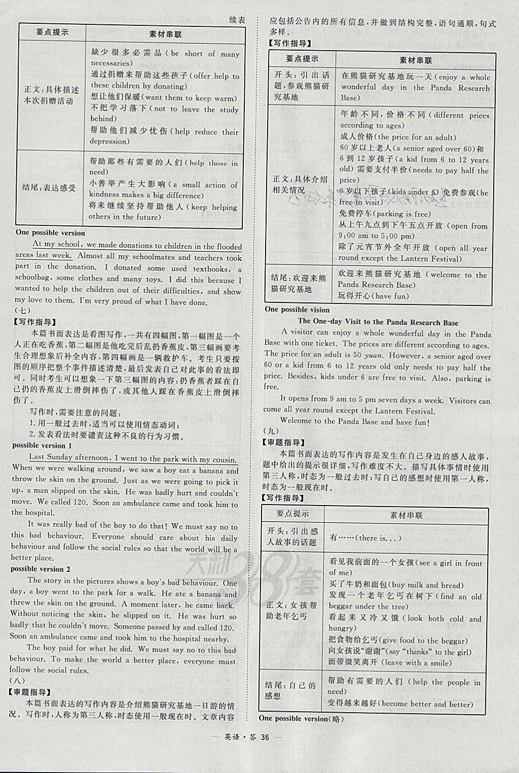 2018年天利38套對接中考全國各省市中考真題常考基礎(chǔ)題英語 參考答案第36頁