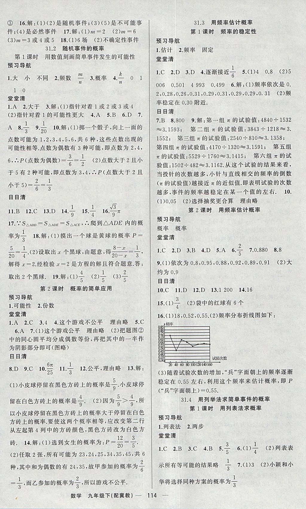 2018年四清導(dǎo)航九年級數(shù)學(xué)下冊冀教版 參考答案第11頁