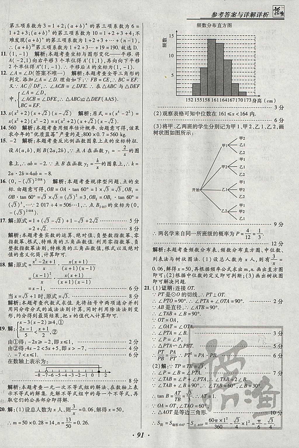 2018年授之以漁全國各省市中考試題匯編數(shù)學(xué) 參考答案第91頁