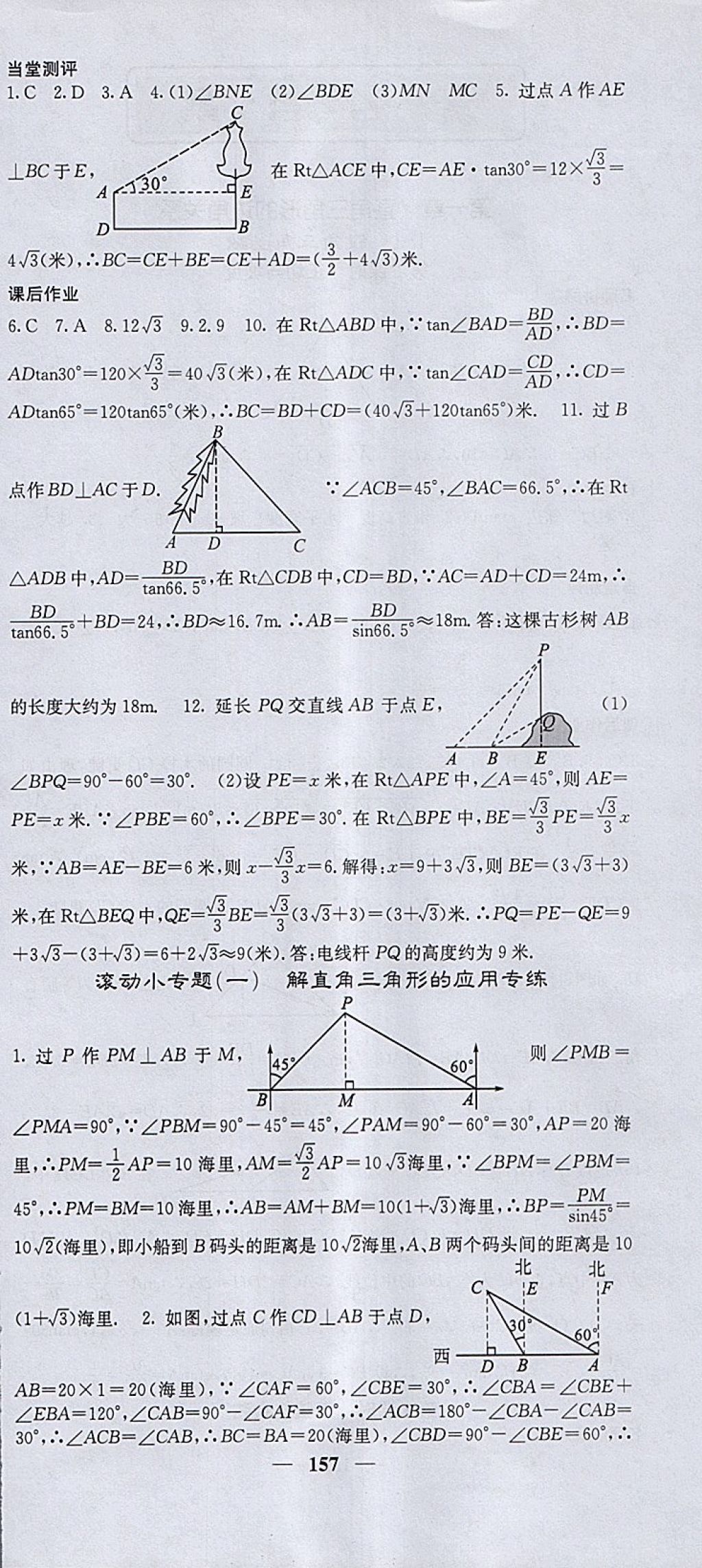 2018年課堂點(diǎn)睛九年級數(shù)學(xué)下冊北師大版 參考答案第6頁