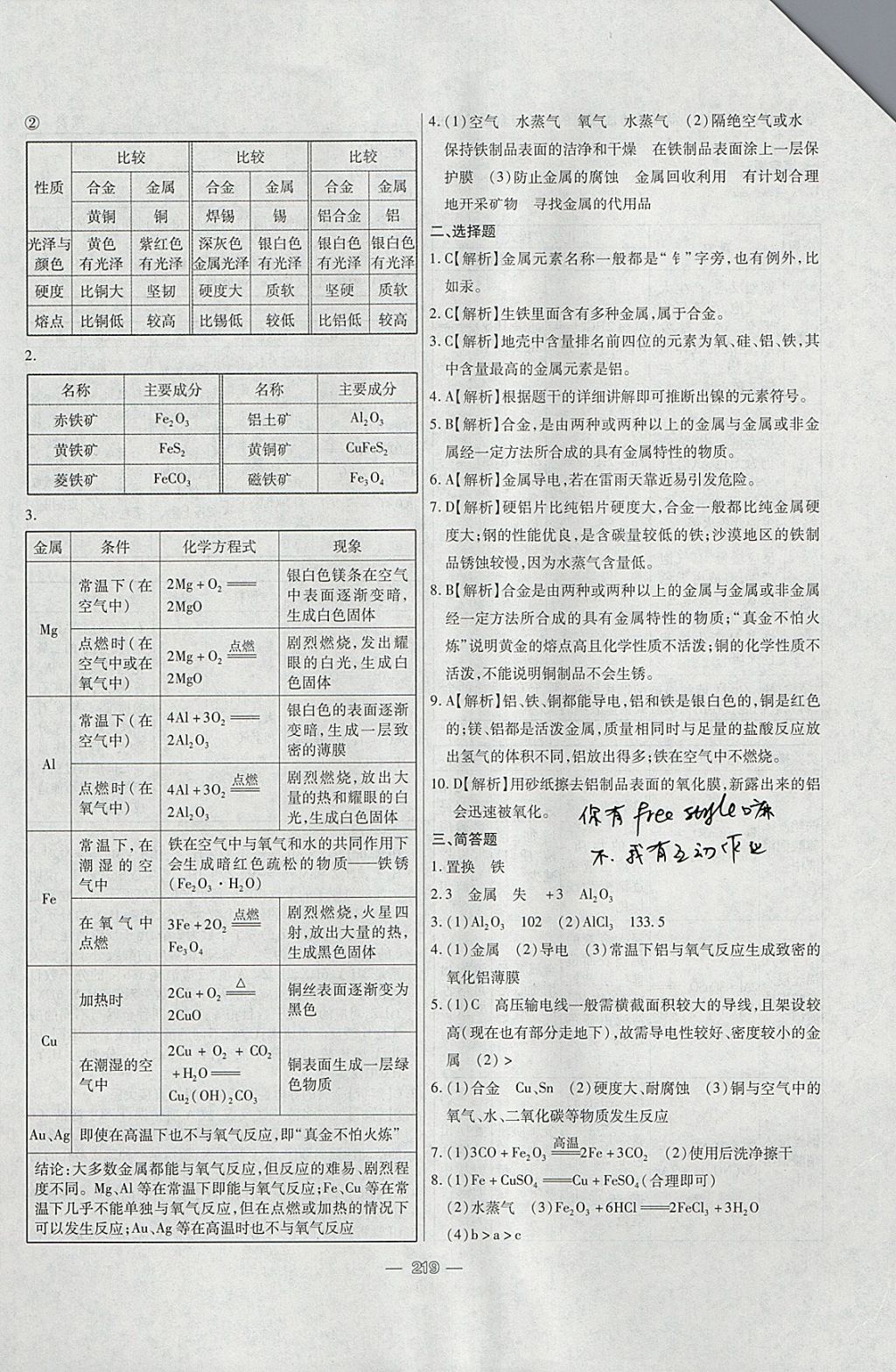 2018年中考專題專練化學(xué) 參考答案第19頁(yè)
