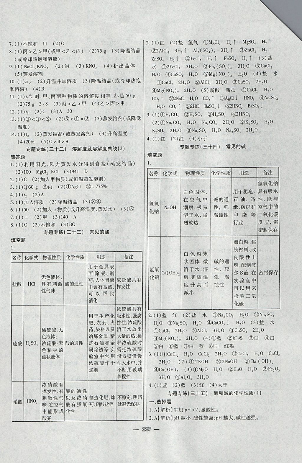 2018年中考專(zhuān)題專(zhuān)練化學(xué) 參考答案第25頁(yè)