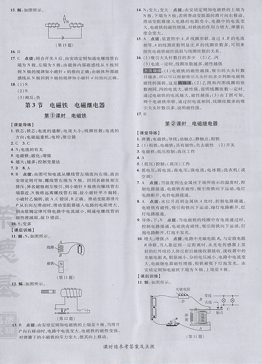 2018年點(diǎn)撥訓(xùn)練九年級(jí)物理下冊(cè)人教版 參考答案第20頁(yè)