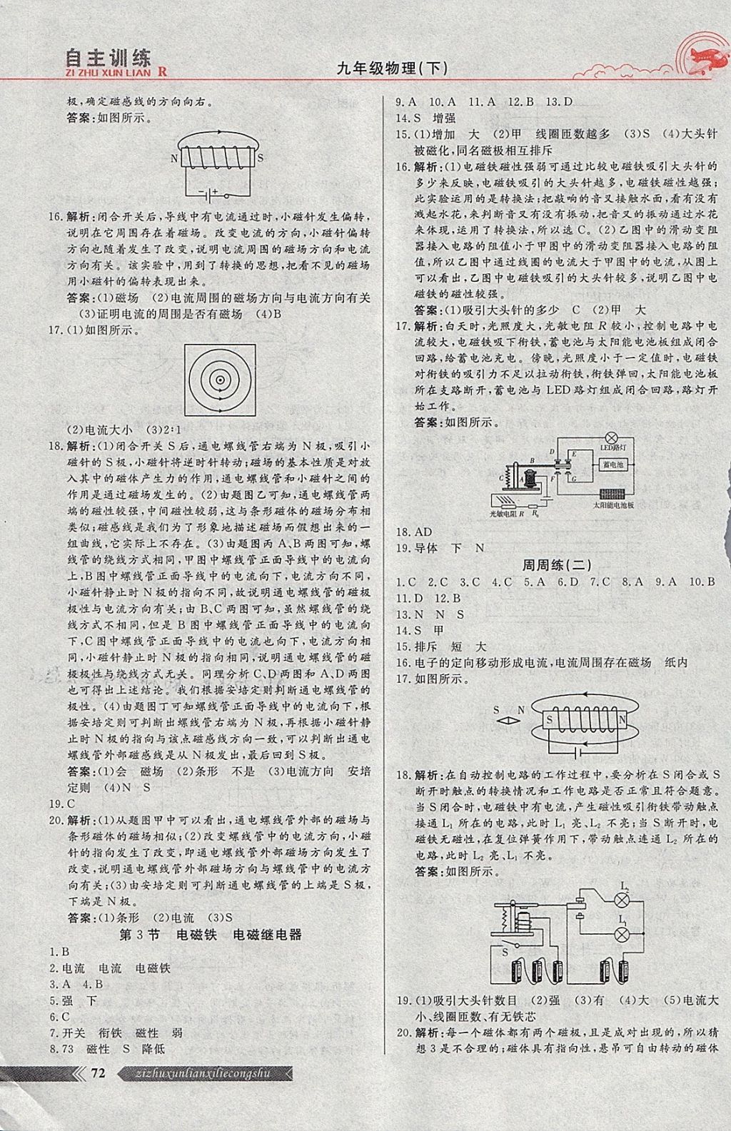 2018年自主训练九年级物理下册人教版 参考答案第4页