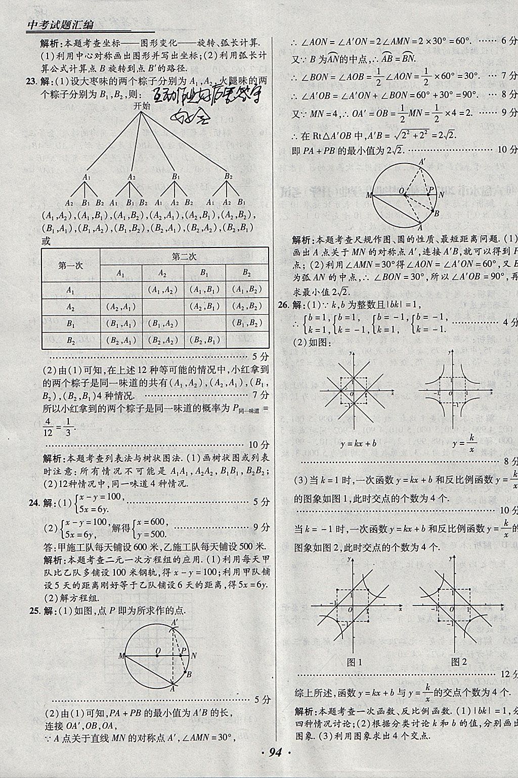 2018年授之以漁全國各省市中考試題匯編數(shù)學 參考答案第94頁