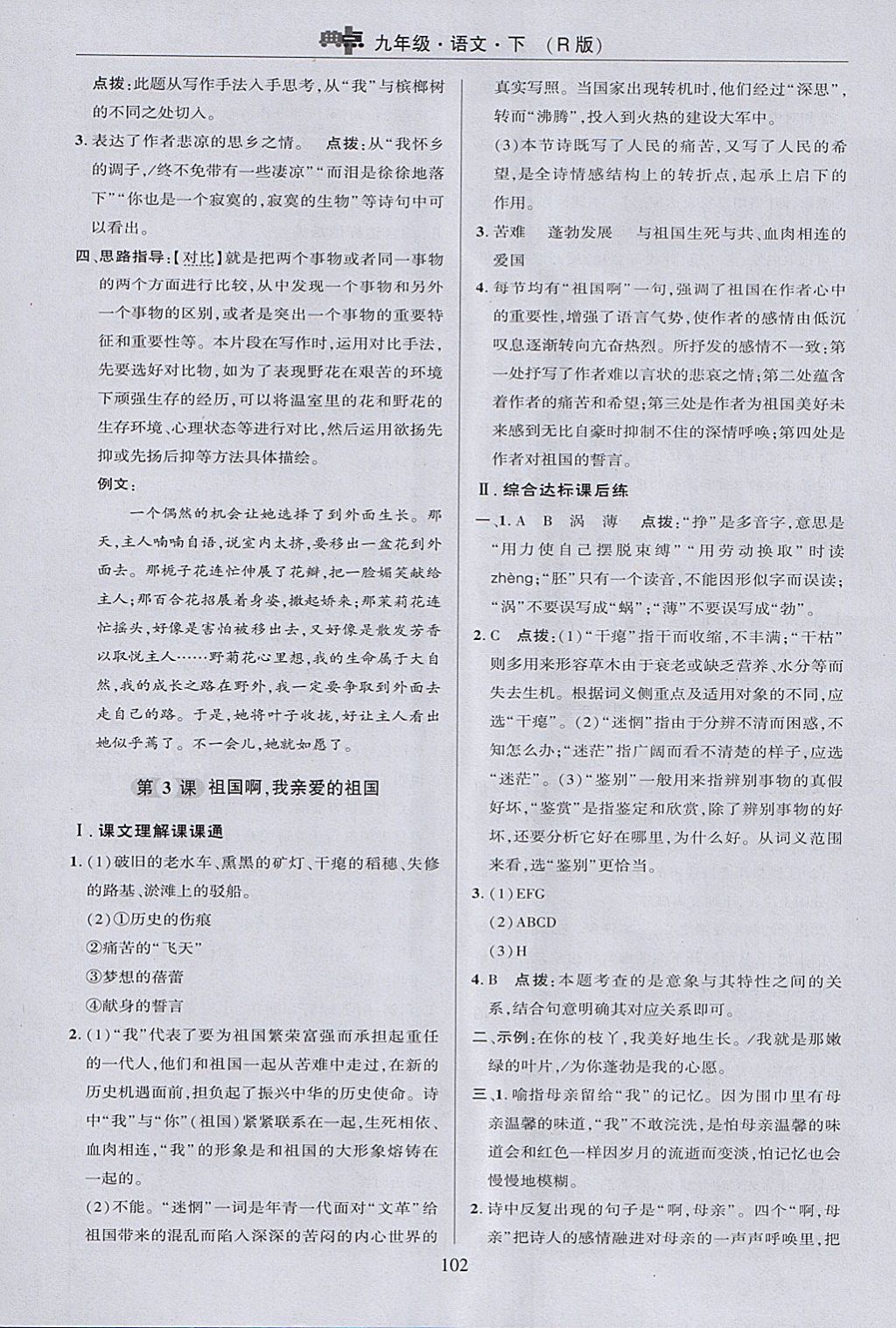 2018年綜合應用創(chuàng)新題典中點九年級語文下冊人教版 參考答案第12頁