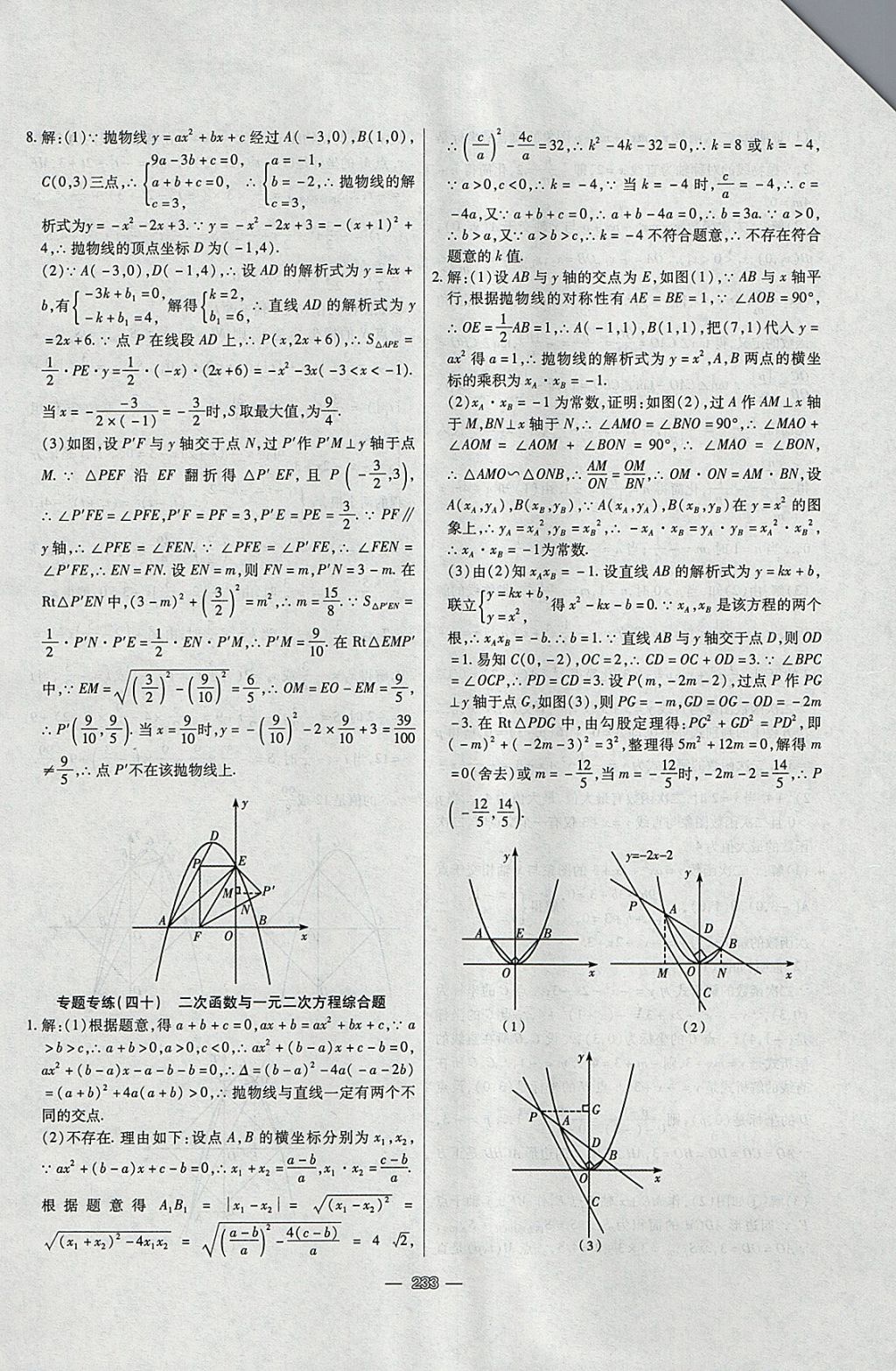 2018年中考專題專練數(shù)學(xué) 參考答案第73頁(yè)