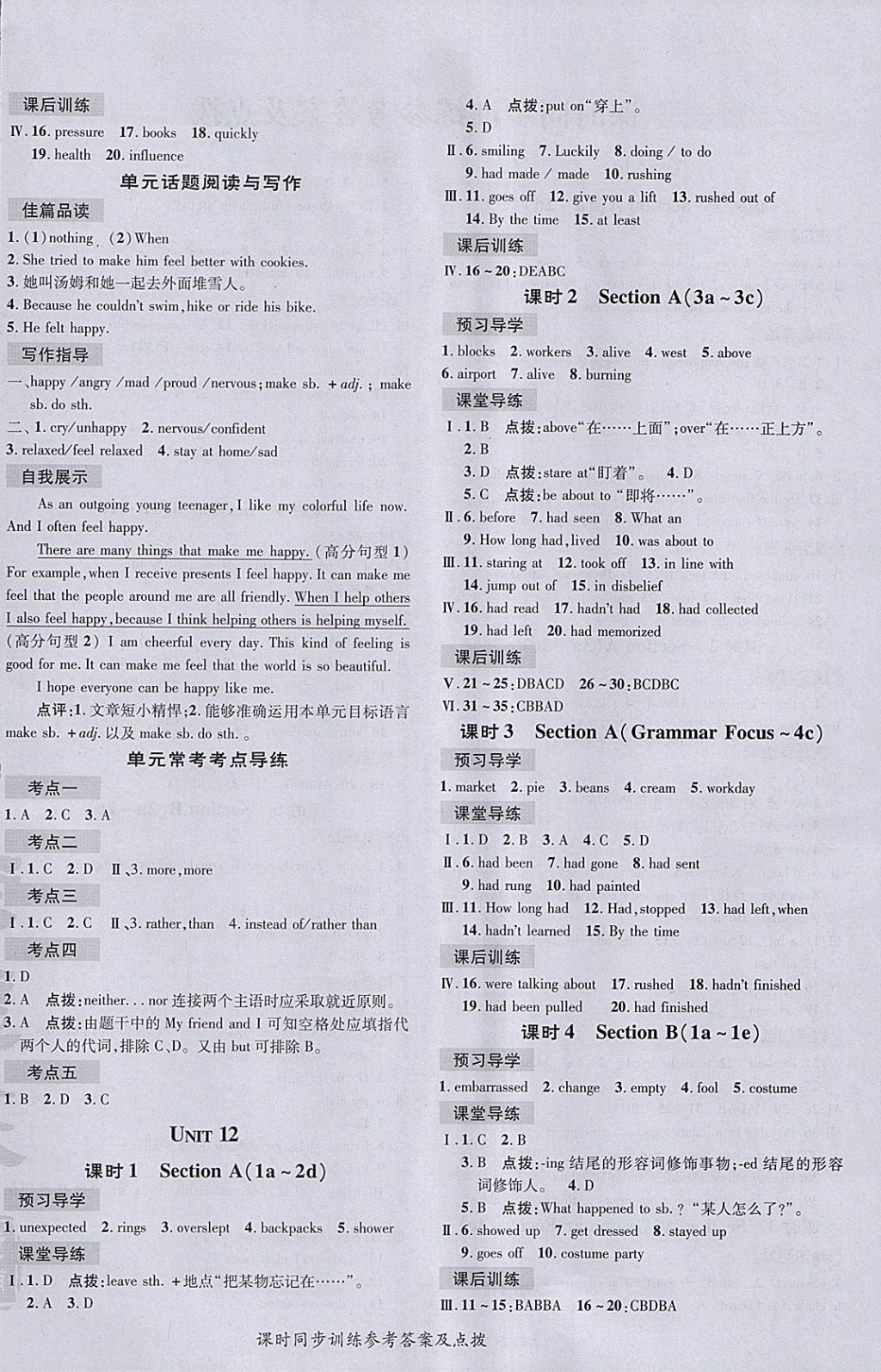 2018年點撥訓練九年級英語下冊人教版 參考答案第12頁