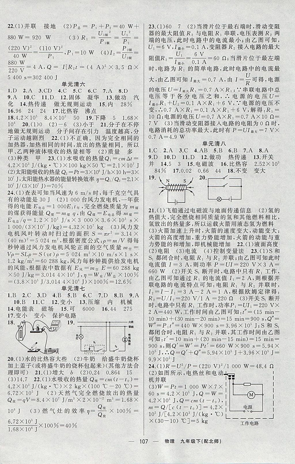 2018年四清導航九年級物理下冊北師大版 參考答案第8頁