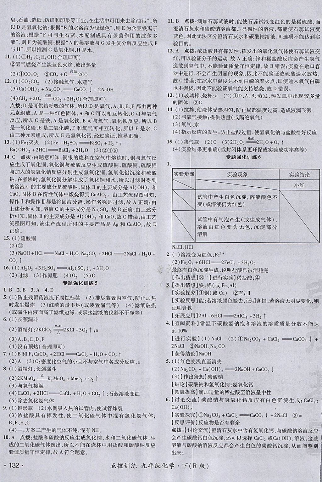 2018年點(diǎn)撥訓(xùn)練九年級(jí)化學(xué)下冊(cè)人教版 參考答案第27頁(yè)