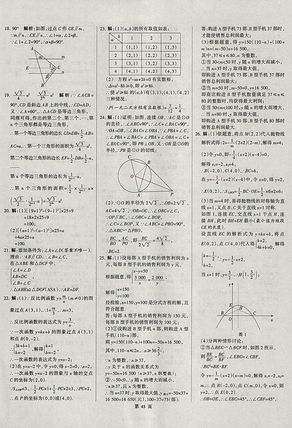 2018年全优中考全国中考试题精选精析数学河北专用 参考答案第46页