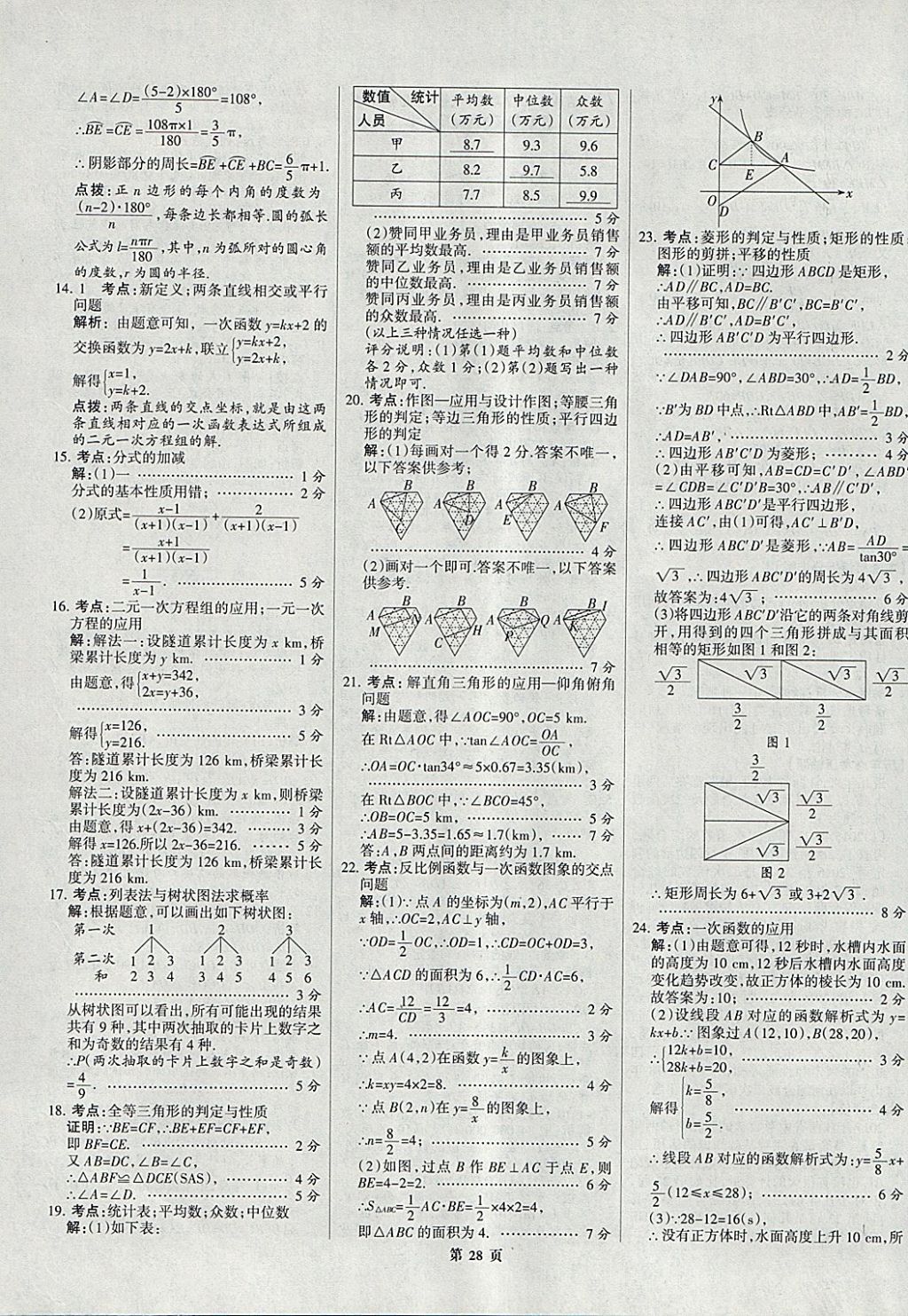 2018年全優(yōu)中考全國中考試題精選精析數(shù)學(xué)九年級通用 參考答案第28頁