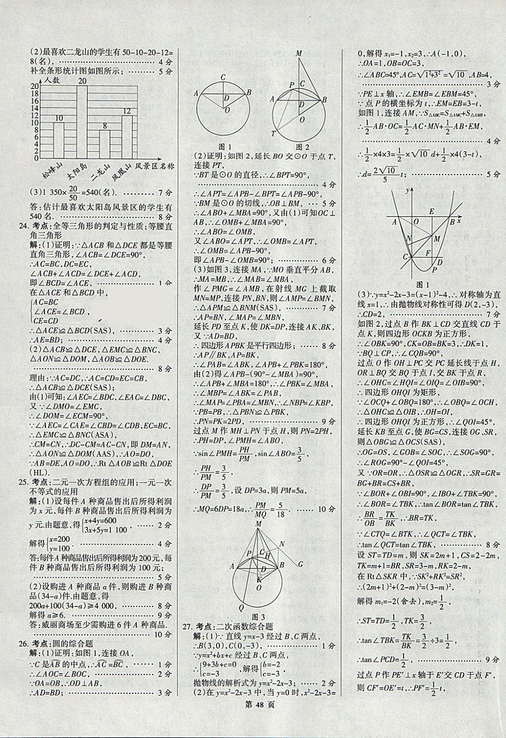 2018年全优中考全国中考试题精选精析数学九年级通用 参考答案第48页