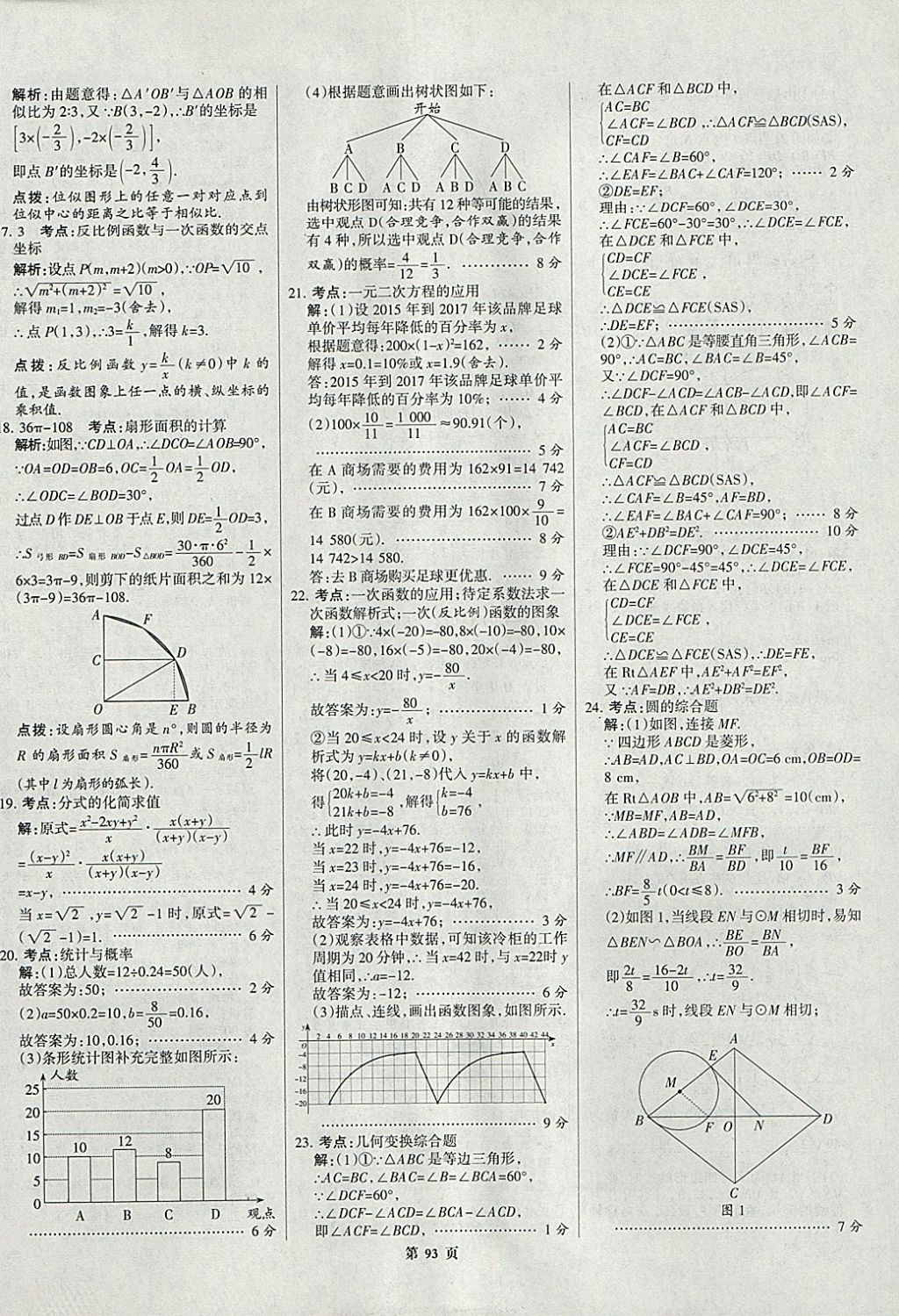 2018年全優(yōu)中考全國中考試題精選精析數(shù)學(xué)九年級通用 參考答案第93頁