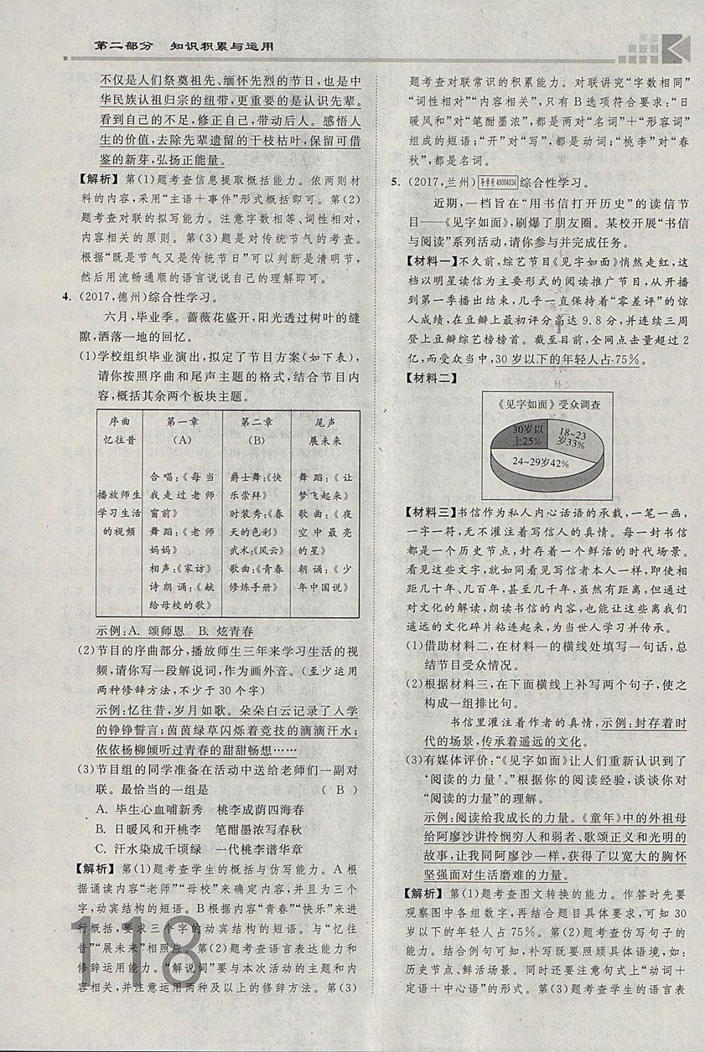 2018年金牌教練贏在燕趙初中總復(fù)習(xí)語(yǔ)文河北中考專用 參考答案第259頁(yè)