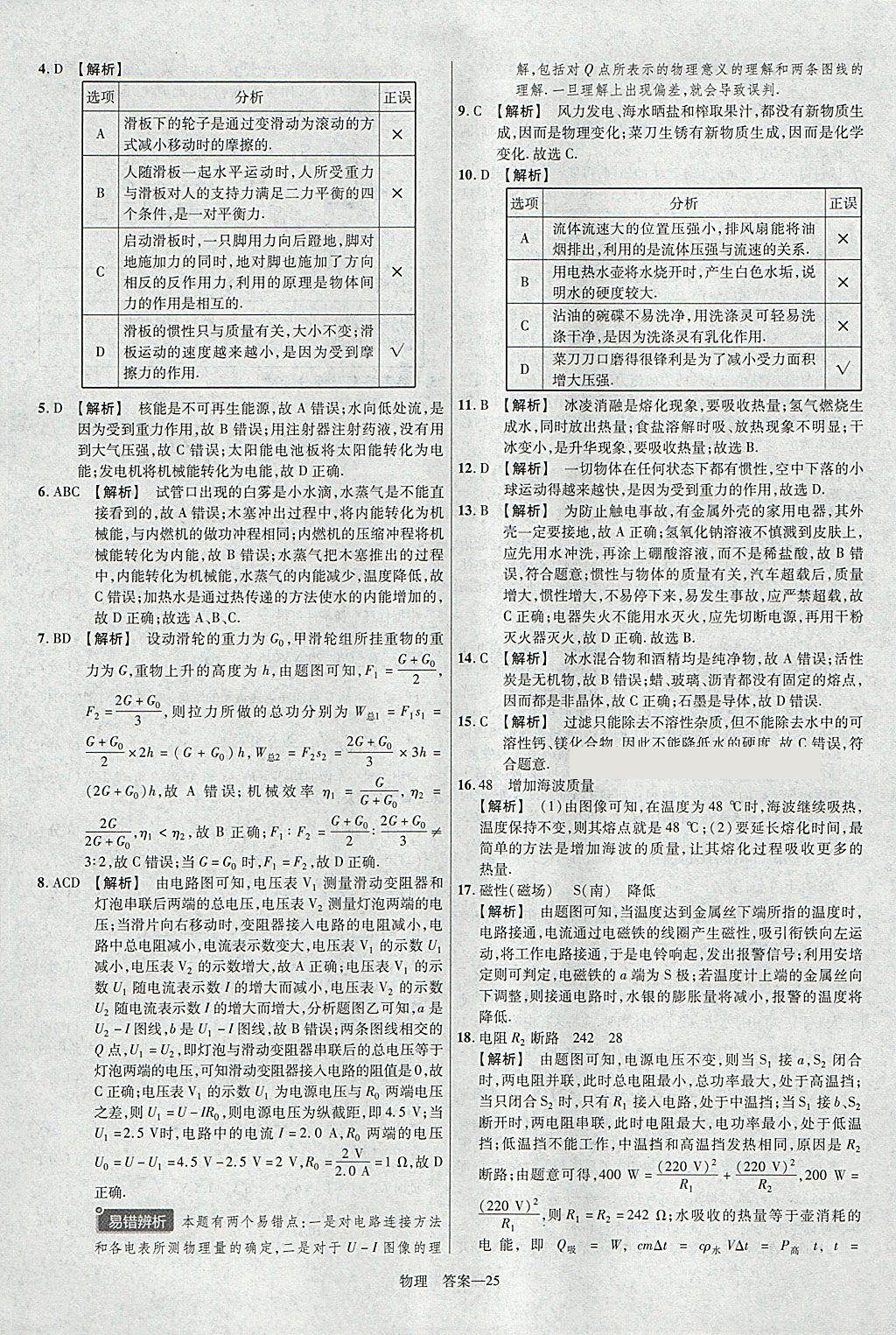 2018年金考卷河北中考45套匯編物理第6年第6版 參考答案第25頁