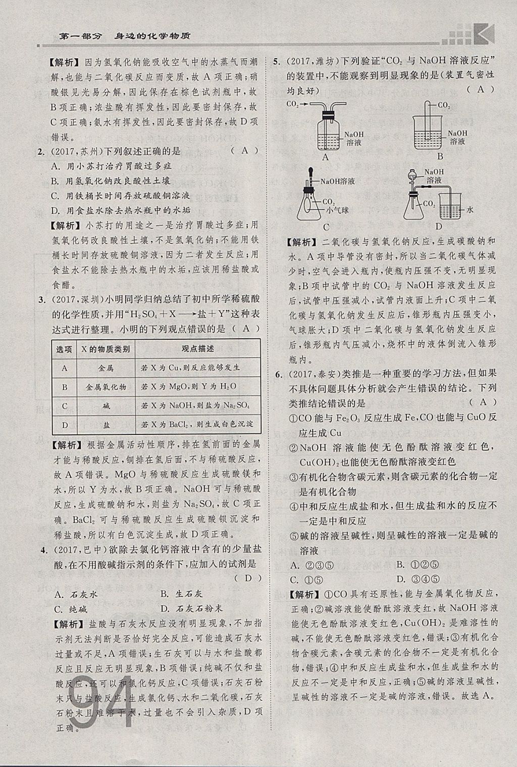 2018年金牌教練贏在燕趙初中總復(fù)習(xí)化學(xué)河北中考專用 參考答案第94頁