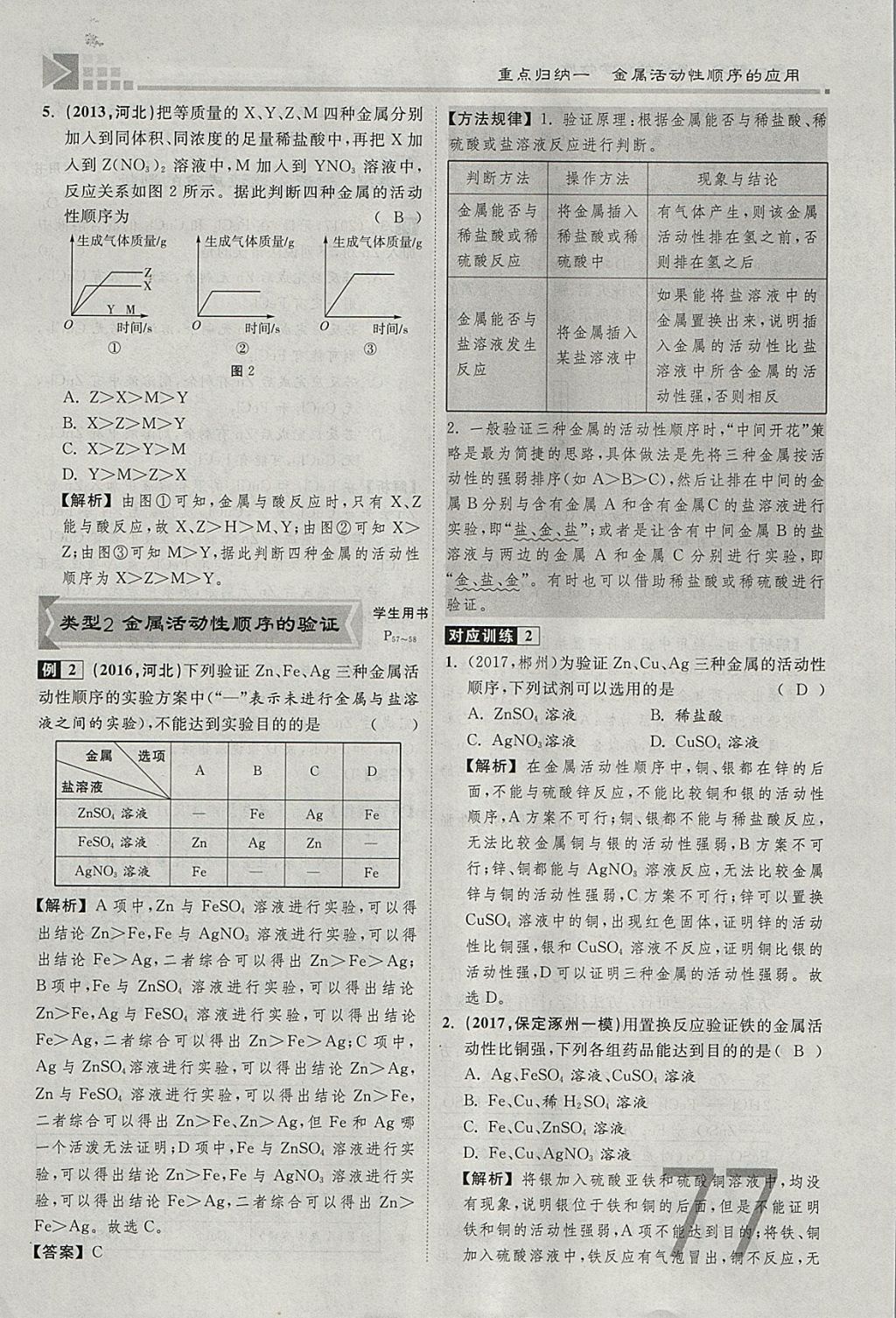 2018年金牌教練贏在燕趙初中總復(fù)習(xí)化學(xué)河北中考專用 參考答案第77頁