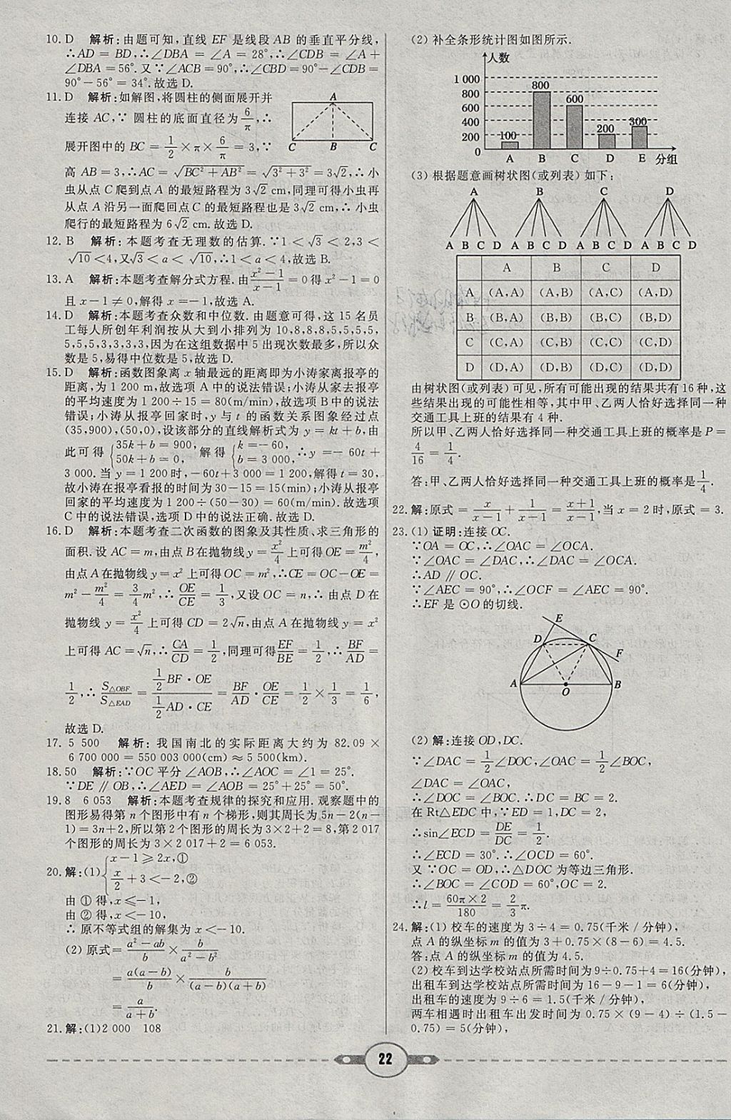 2018年紅對勾中考試題精編數(shù)學(xué)河北專版 參考答案第22頁