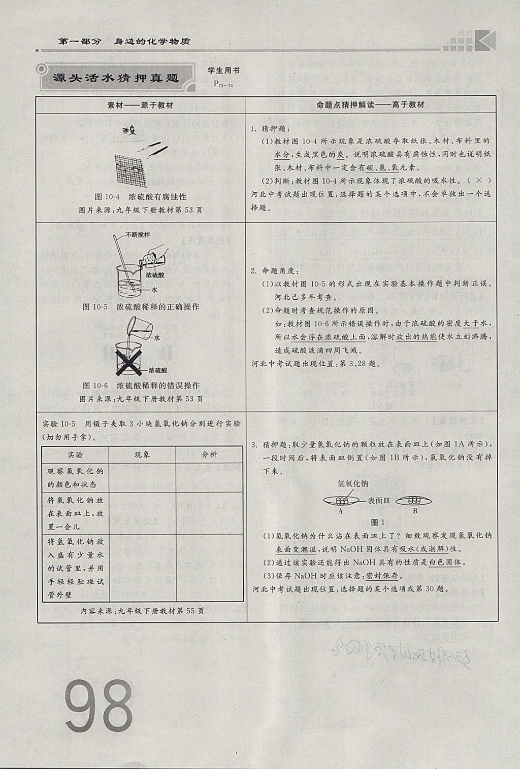 2018年金牌教练赢在燕赵初中总复习化学河北中考专用 参考答案第98页