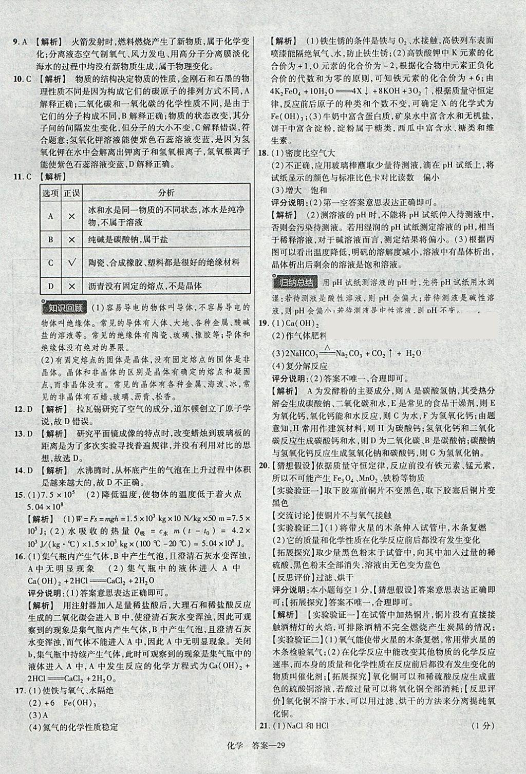 2018年金考卷河北中考45套匯編化學(xué)第6年第6版 參考答案第29頁