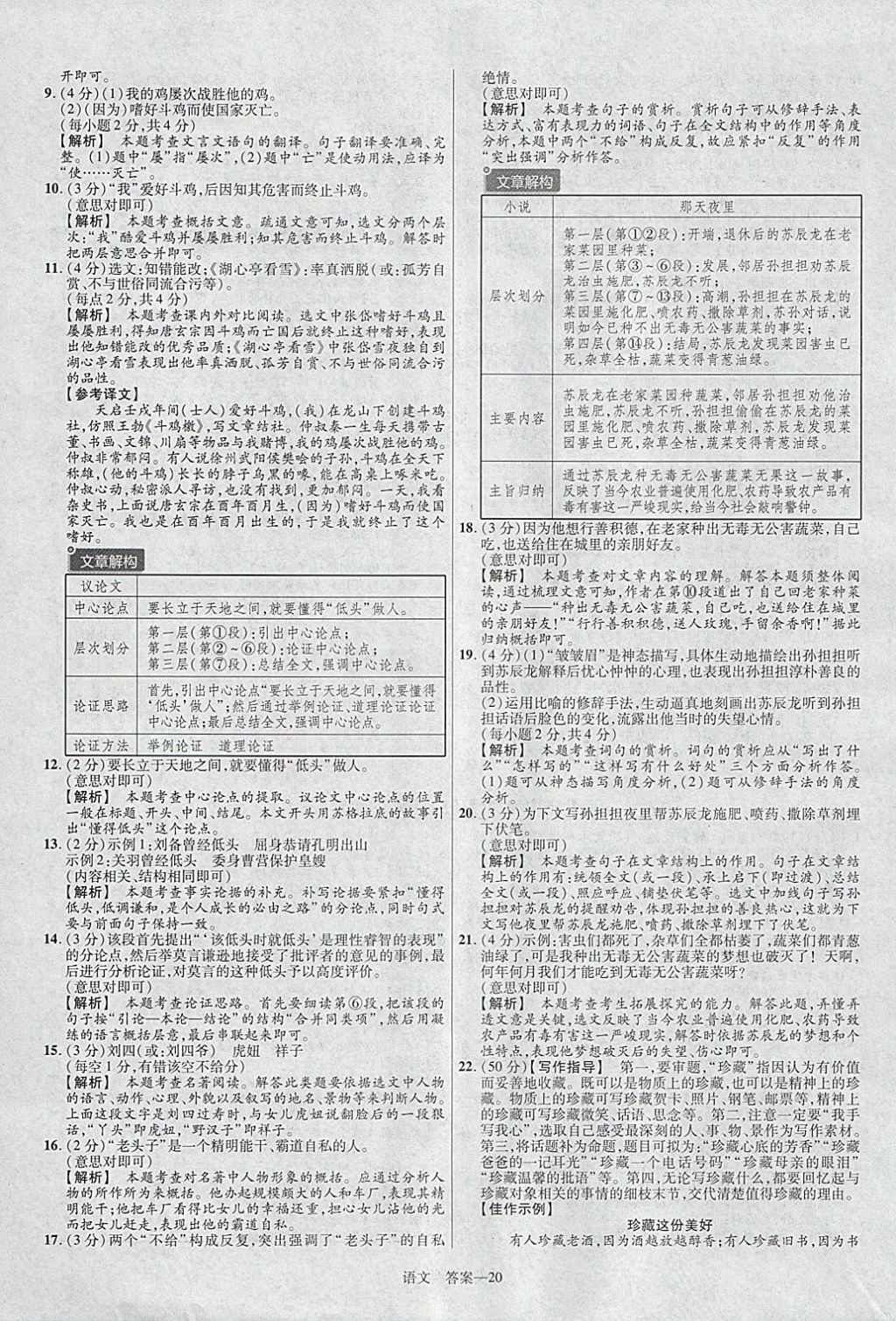 2018年金考卷河北中考45套匯編語文第6年第6版 參考答案第20頁