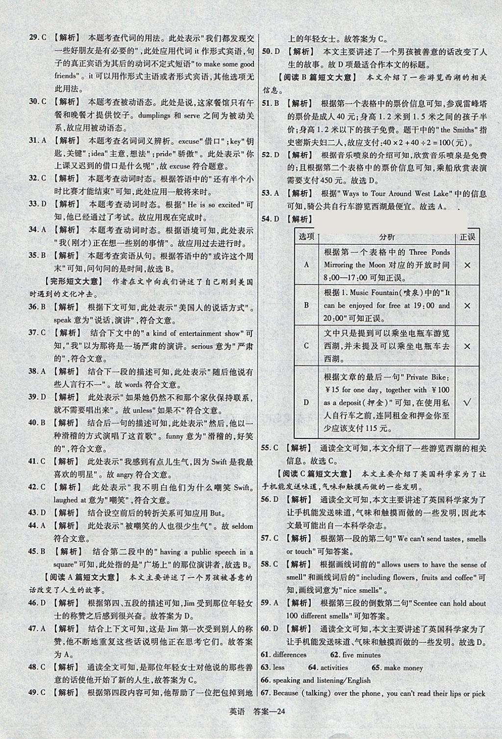 2018年金考卷河北中考45套匯編英語第6年第6版 參考答案第24頁