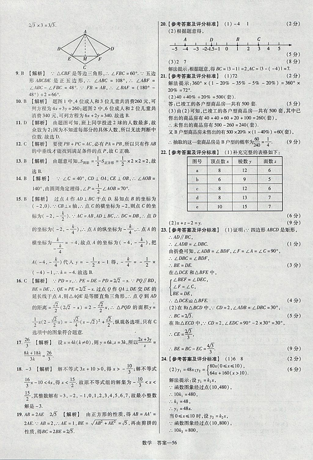 2018年金考卷河北中考45套匯編數(shù)學(xué)第6年第6版 參考答案第56頁