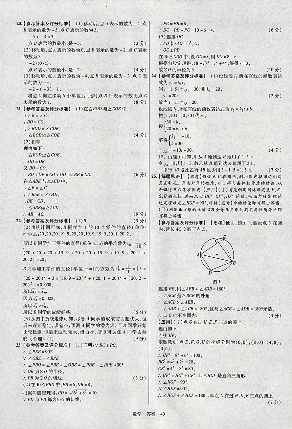 2018年金考卷河北中考45套匯編數(shù)學(xué)第6年第6版 參考答案第49頁