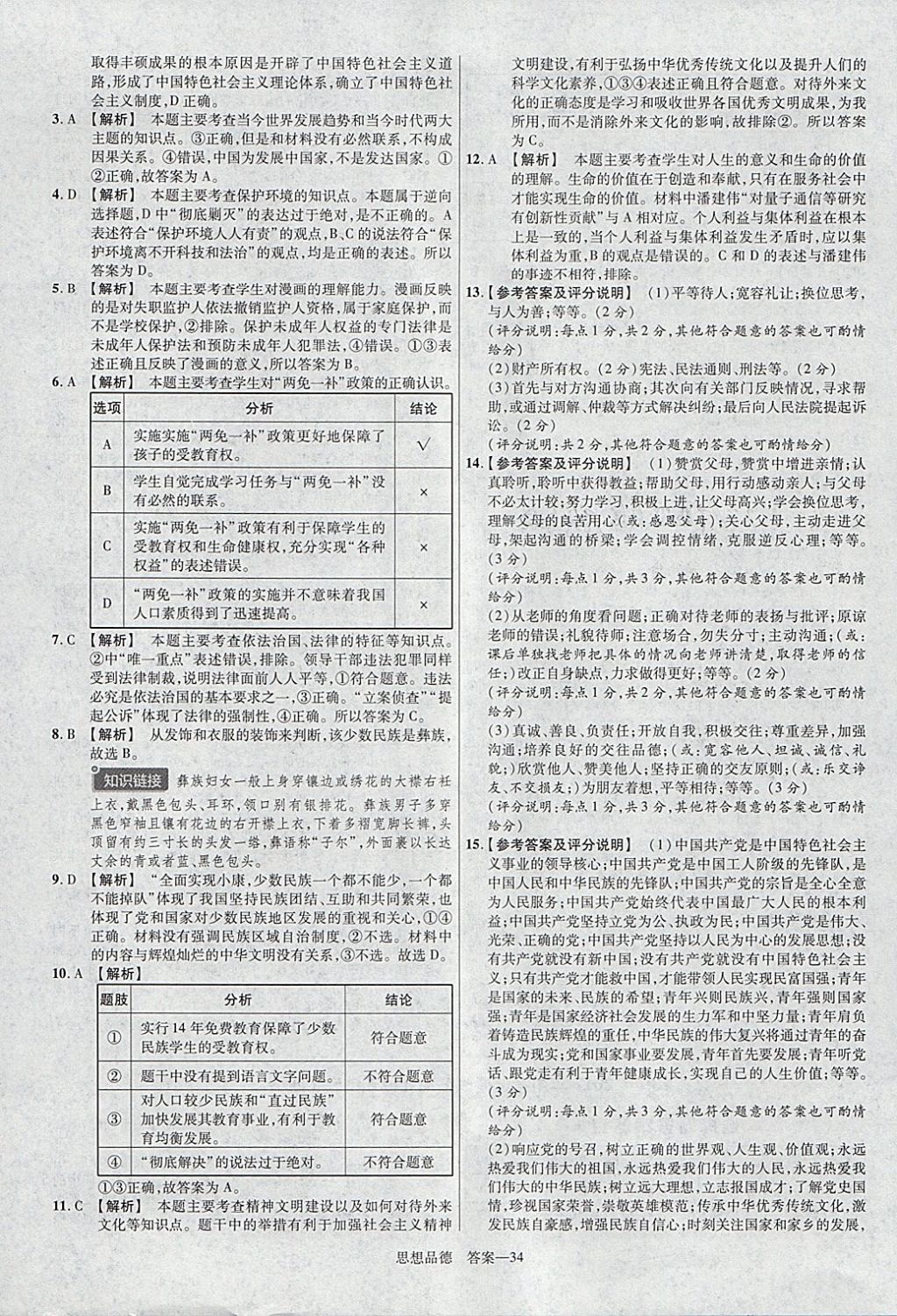 2018年金考卷河北中考45套匯編思想品德第6年第6版 參考答案第34頁