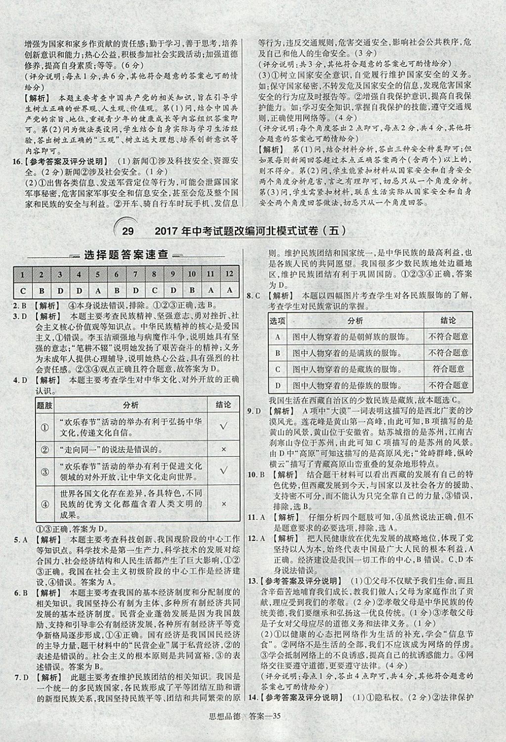 2018年金考卷河北中考45套匯編思想品德第6年第6版 參考答案第35頁