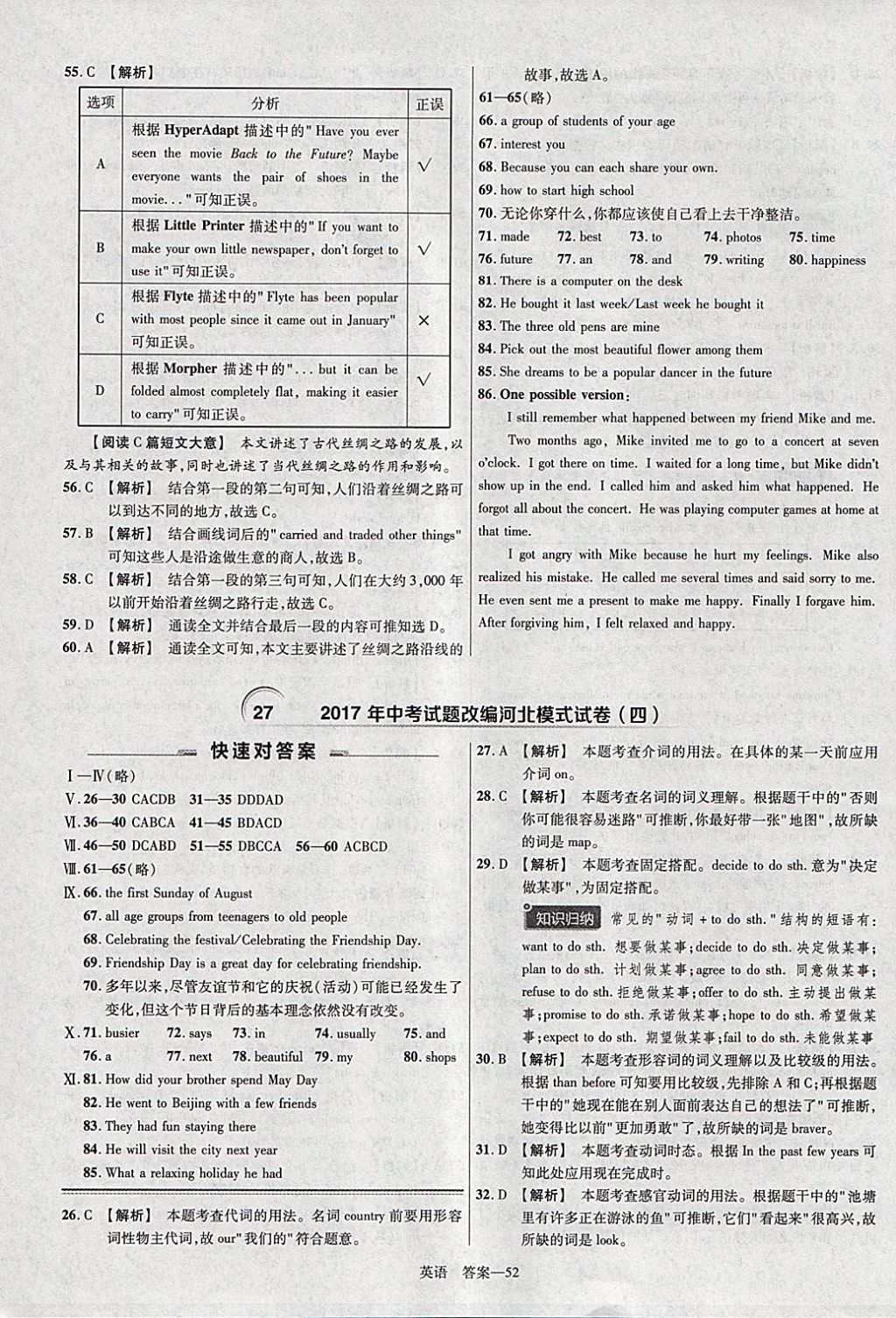 2018年金考卷河北中考45套匯編英語(yǔ)第6年第6版 參考答案第52頁(yè)