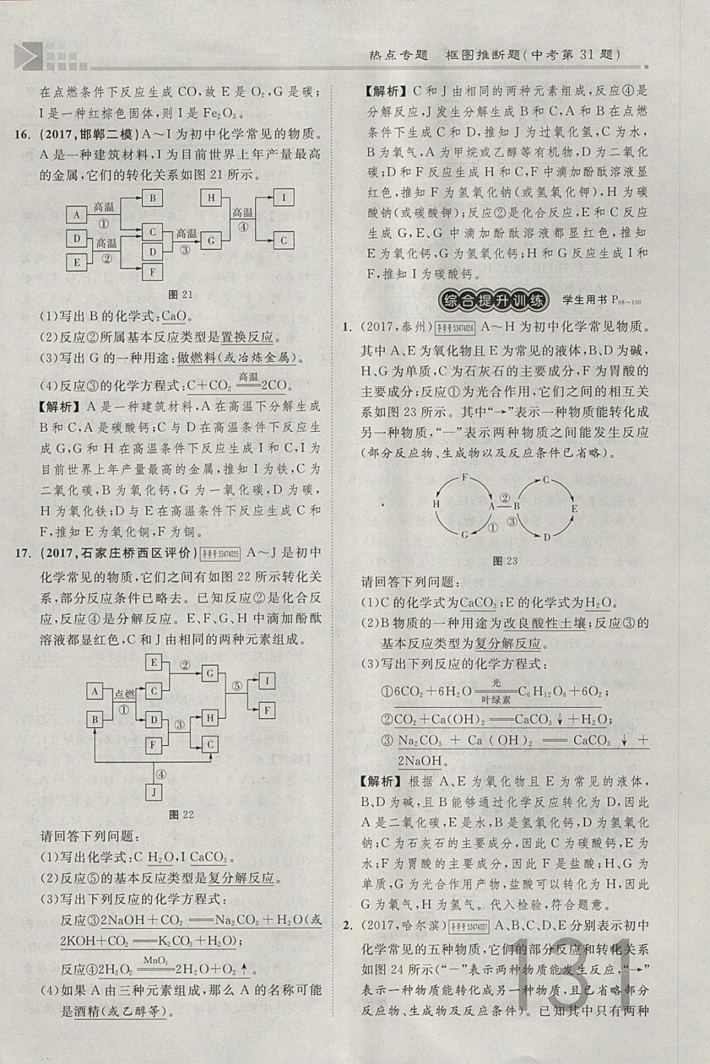 2018年金牌教练赢在燕赵初中总复习化学河北中考专用 参考答案第131页