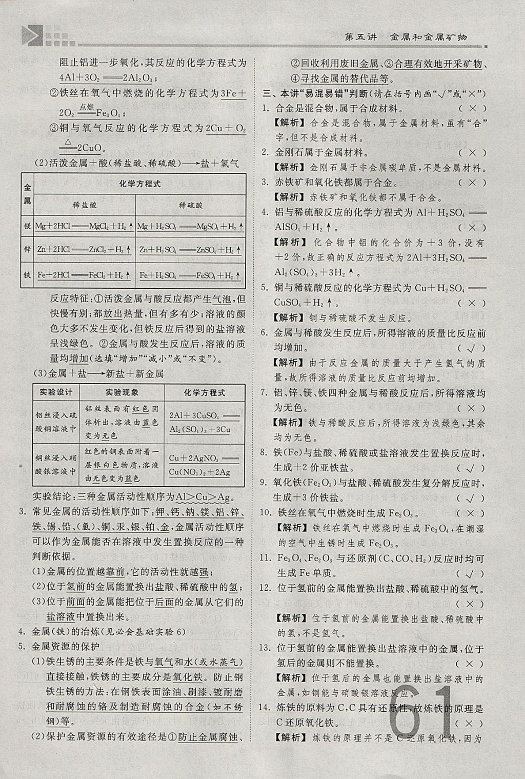 2018年金牌教練贏在燕趙初中總復(fù)習(xí)化學(xué)河北中考專用 參考答案第61頁