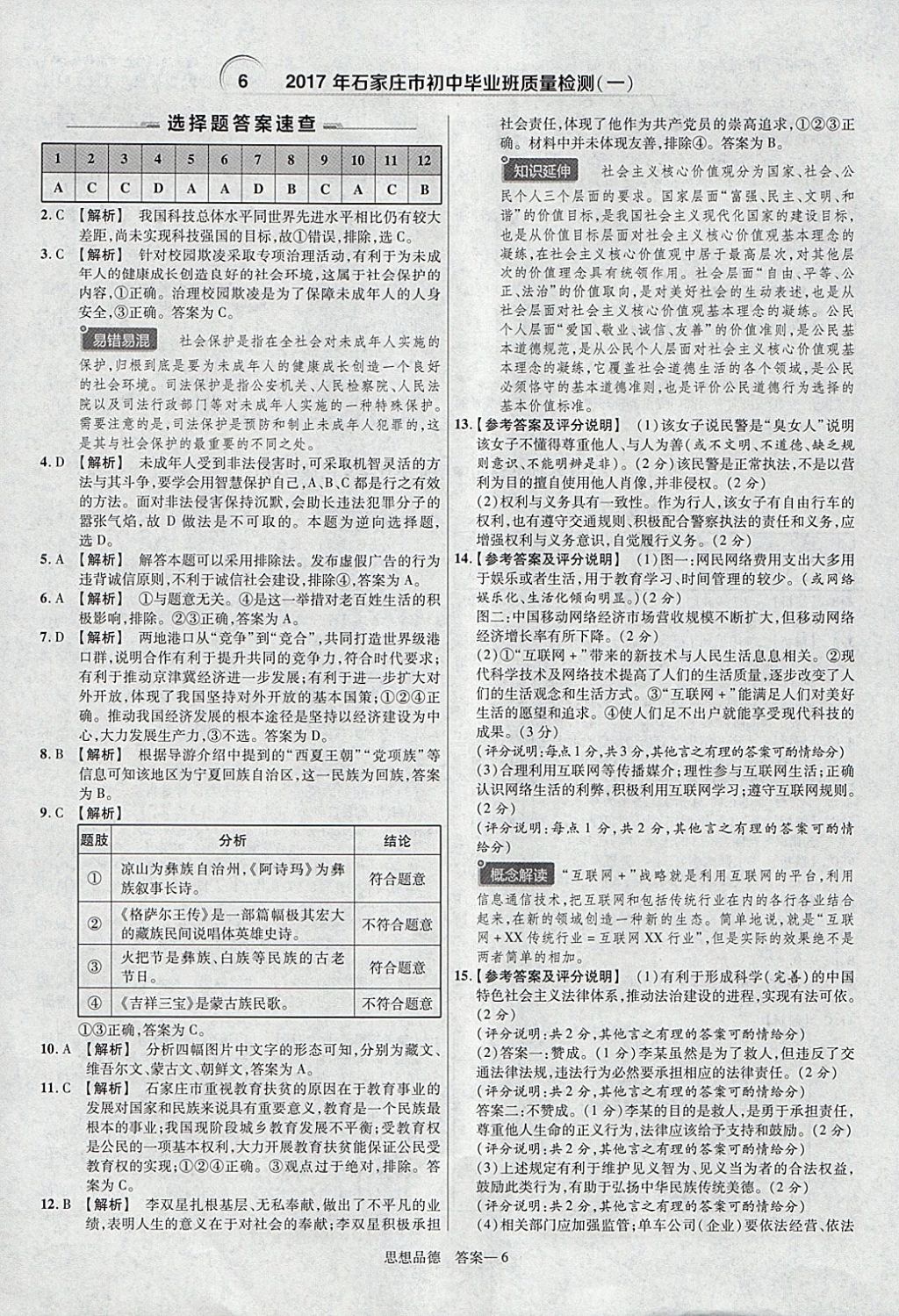 2018年金考卷河北中考45套匯編思想品德第6年第6版 參考答案第6頁