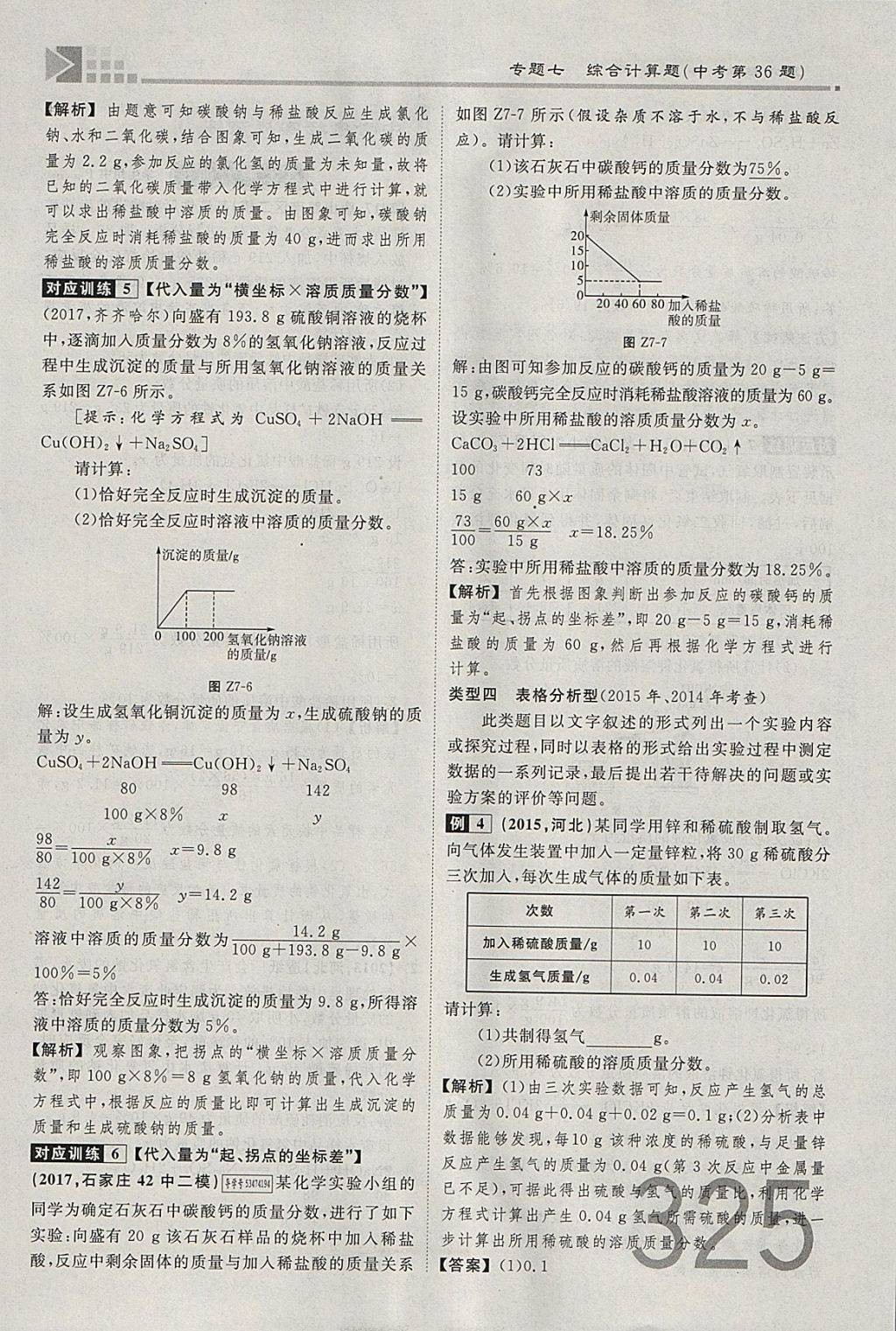 2018年金牌教練贏在燕趙初中總復(fù)習(xí)化學(xué)河北中考專用 參考答案第297頁