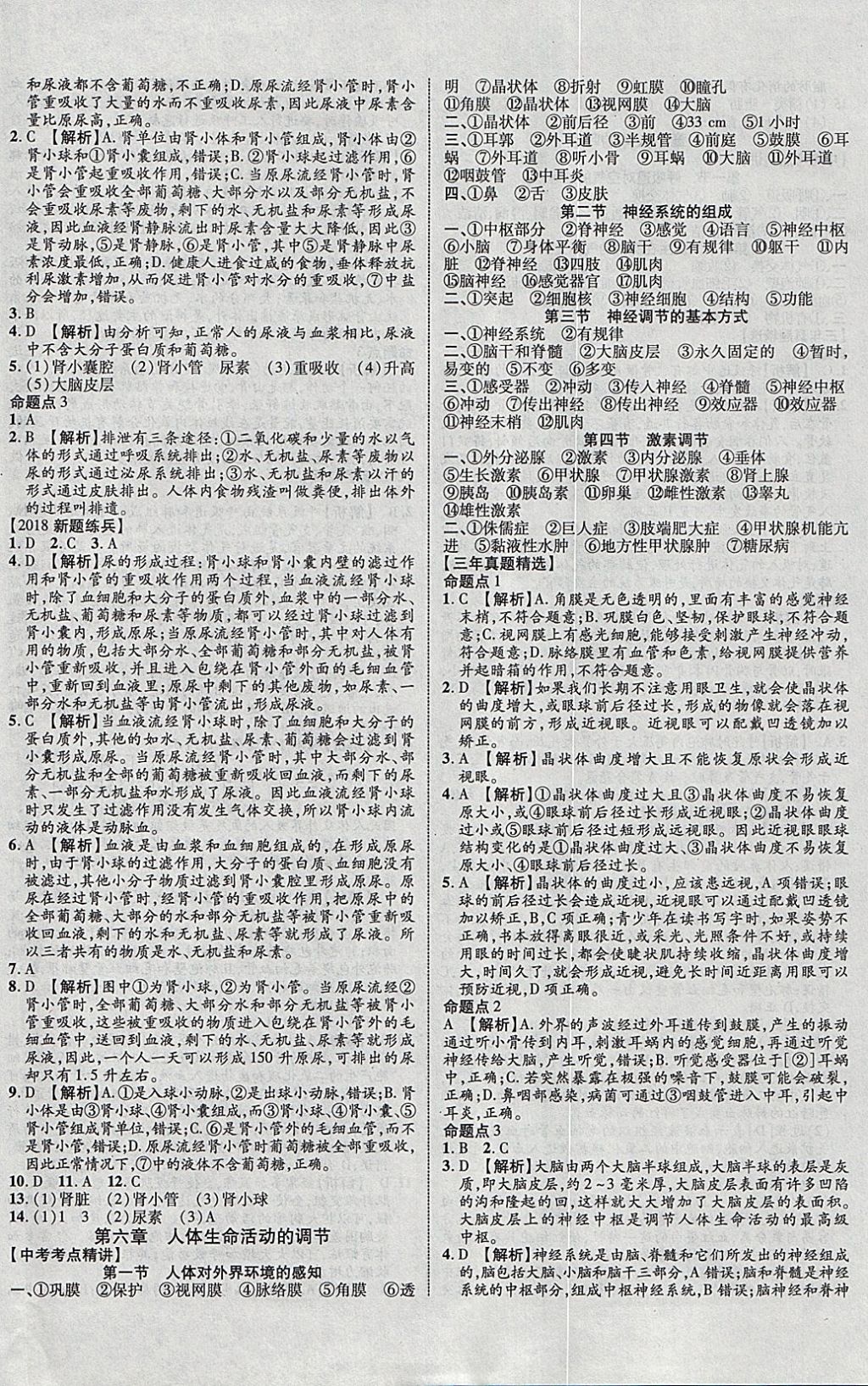 2018年中教聯(lián)云南中考新突破三年中考一年預測生物 參考答案第16頁