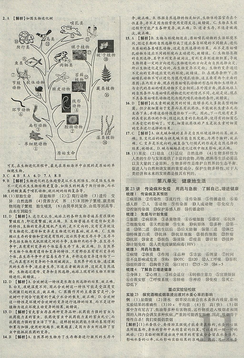 2018年中考加速度总复习生物 参考答案第22页