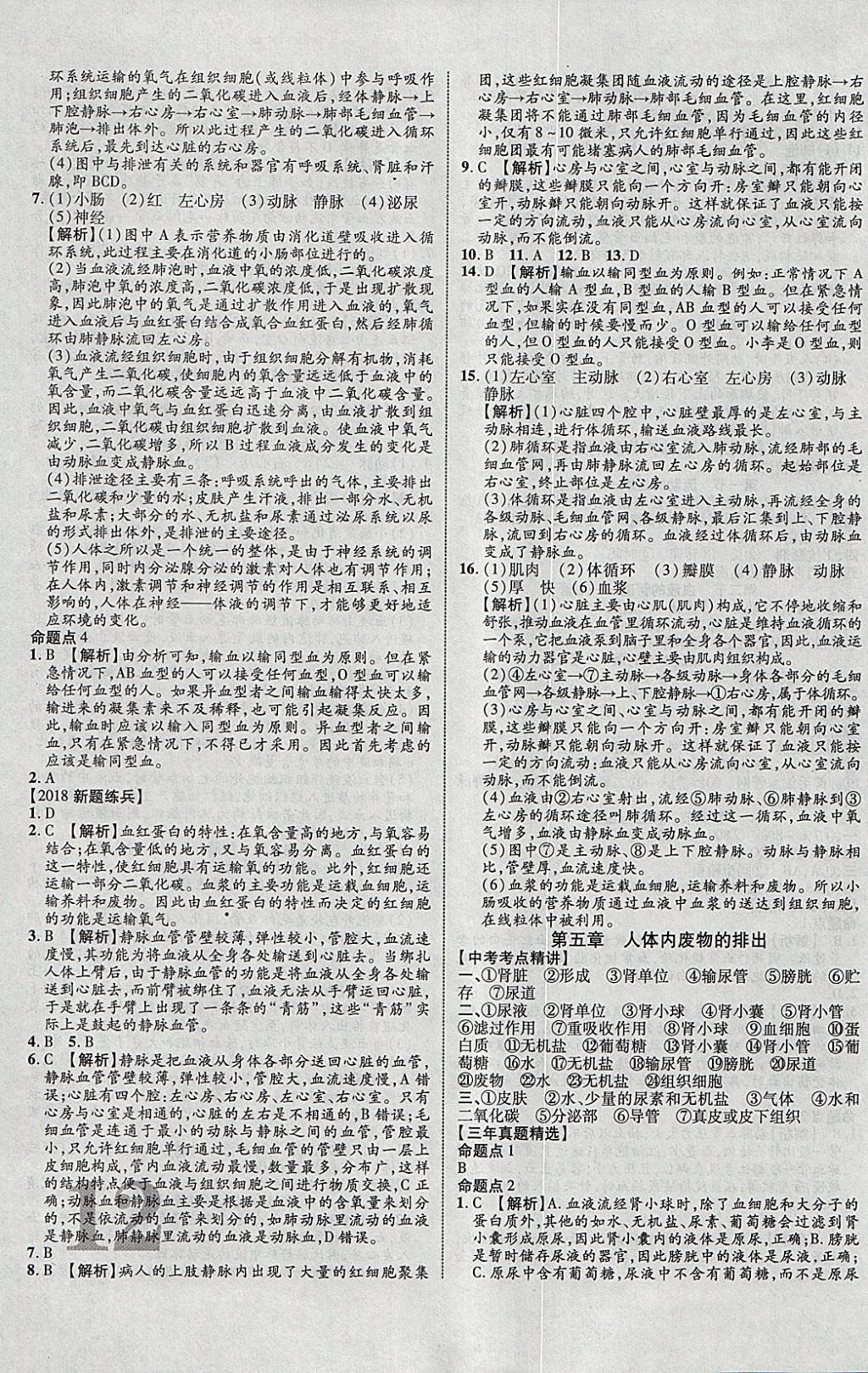 2018年中教聯(lián)云南中考新突破三年中考一年預(yù)測生物 參考答案第15頁