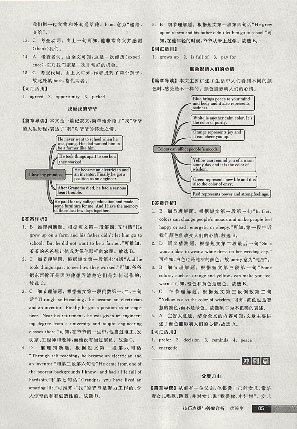 2018年全品优等生完形填空加阅读理解九年级英语全一册下人教版 参考答案第5页