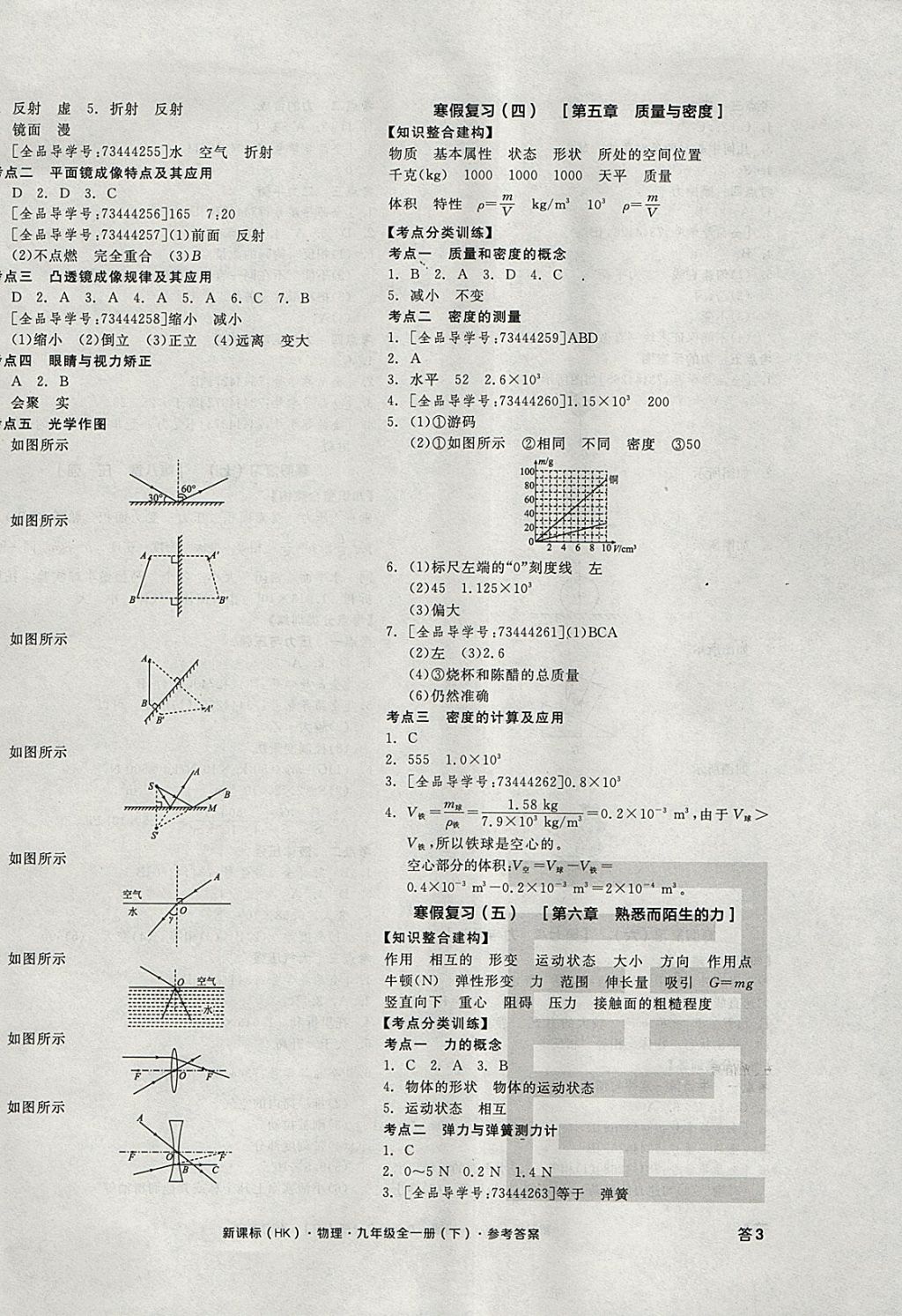 2018年全品学练考九年级物理全一册下沪科版 参考答案第6页