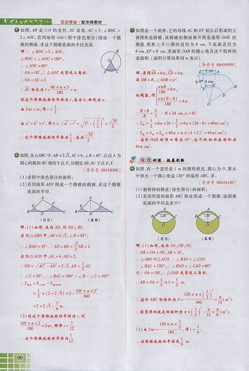 2018年見證奇跡英才學(xué)業(yè)設(shè)計與反饋九年級數(shù)學(xué)下冊華師大版 參考答案第98頁