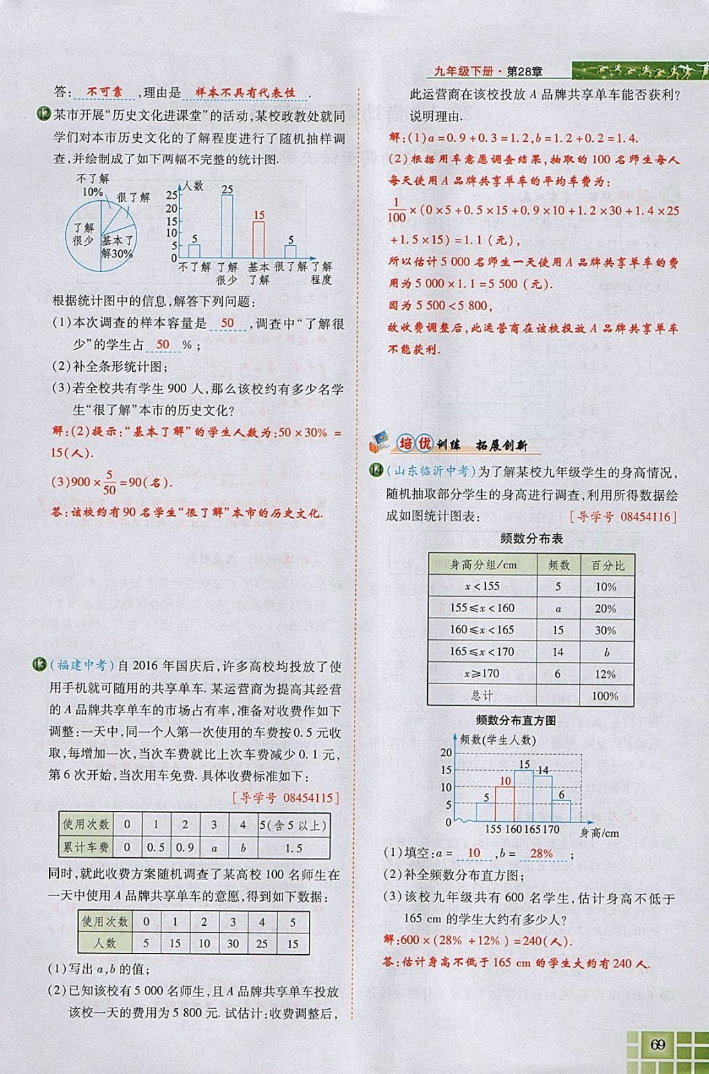 2018年見(jiàn)證奇跡英才學(xué)業(yè)設(shè)計(jì)與反饋九年級(jí)數(shù)學(xué)下冊(cè)華師大版 參考答案第107頁(yè)