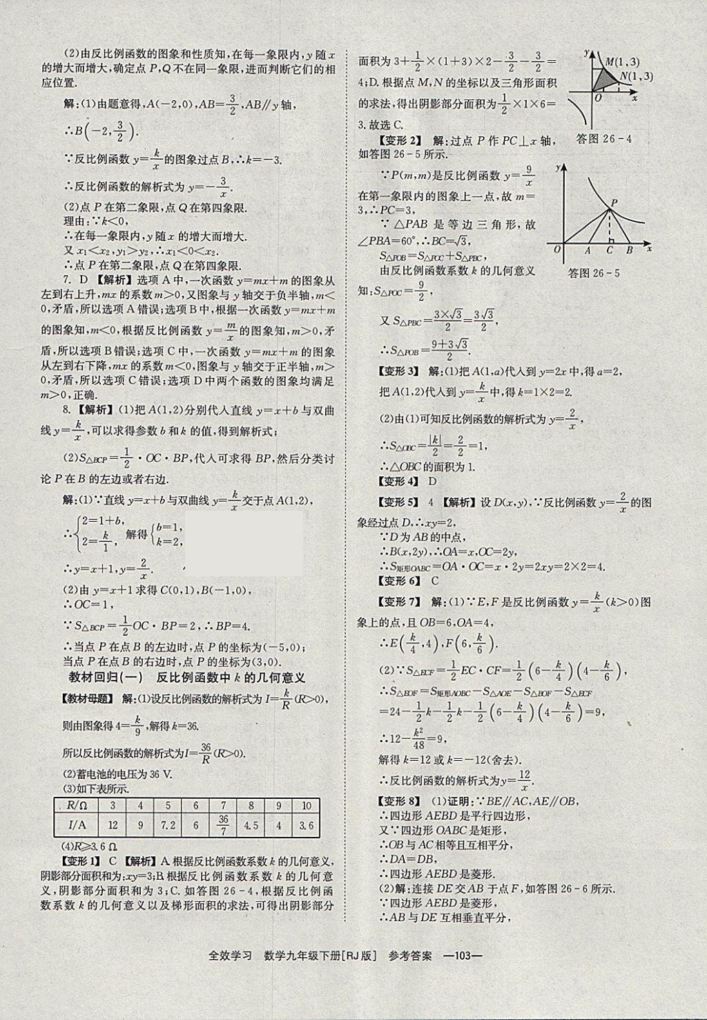 2018年全效學(xué)習(xí)九年級(jí)數(shù)學(xué)下冊人教版湖南教育出版社 參考答案第3頁