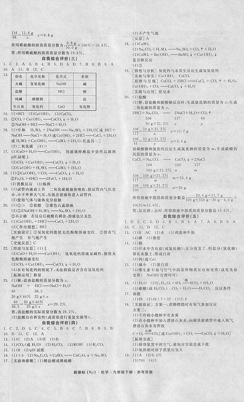 2018年全品学练考九年级化学下册人教版河北专版 参考答案第12页