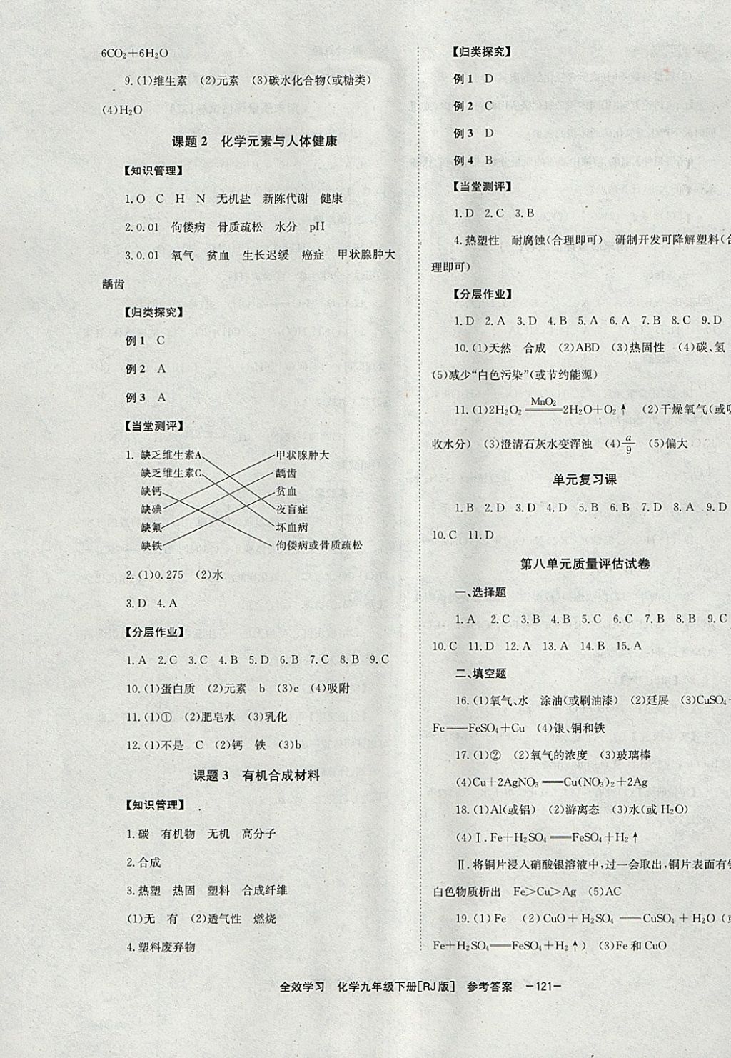 2018年全效學(xué)習(xí)九年級化學(xué)下冊人教版湖南教育出版社 參考答案第13頁