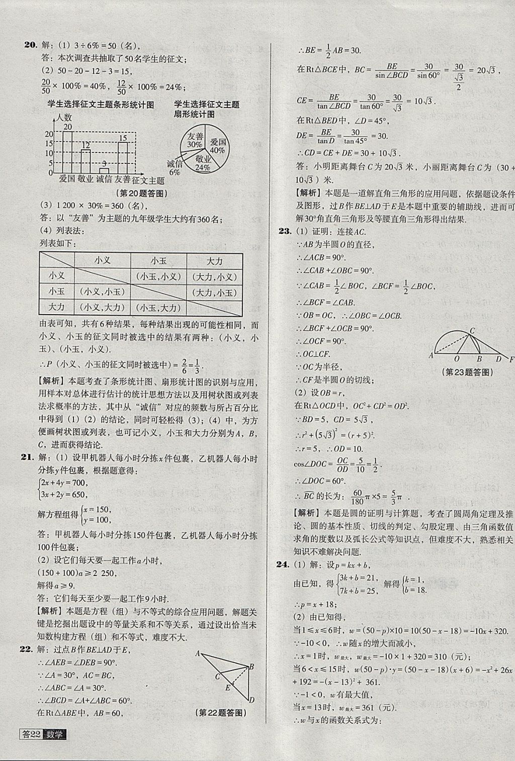 2018年中考必備中考真題精編數(shù)學(xué)遼寧專版 參考答案第22頁